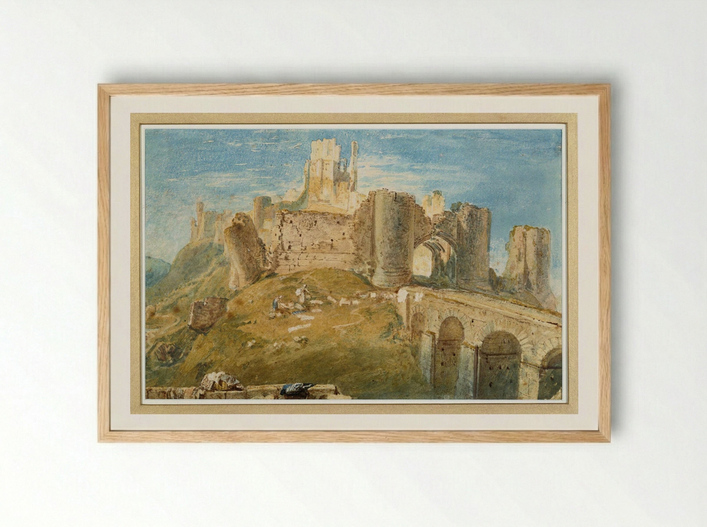 Corfe Castle, Dorsetshire - Joseph Mallord William Turner - Framed Print Wood