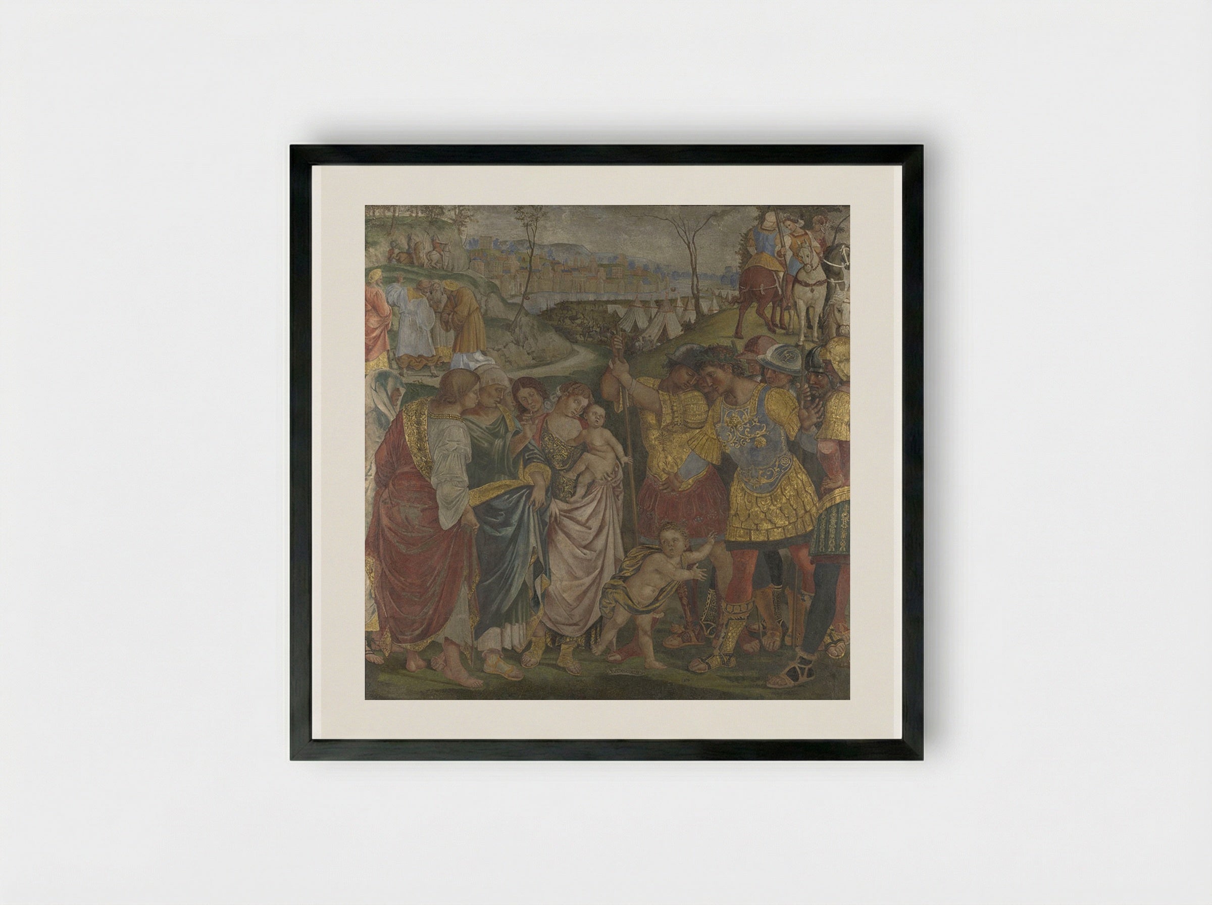 Coriolanus persuaded by his Family to spare Rome - Luca Signorelli - Framed Print Black