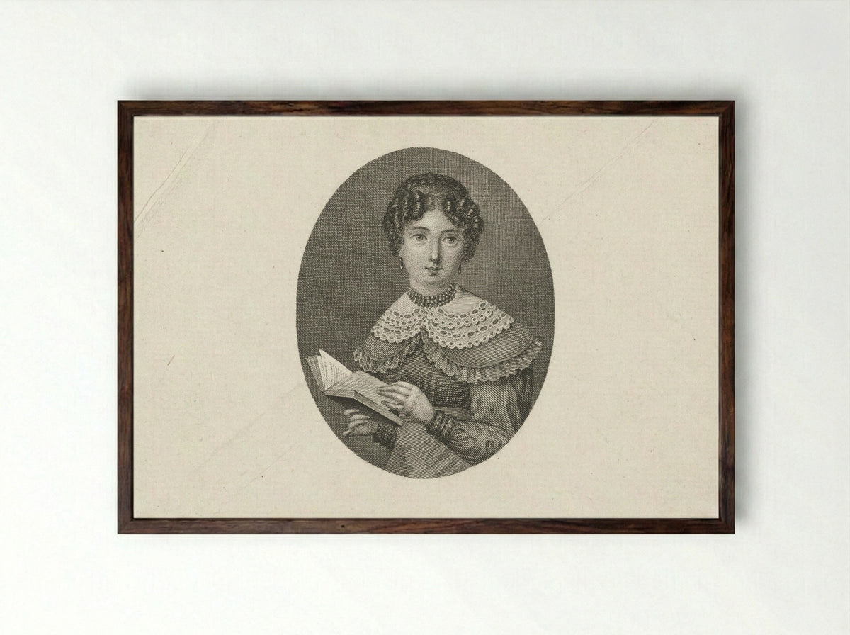 Cornelia leest een boek - Elisabeth Barbara Schmetterling - Framed Print Dark Wood