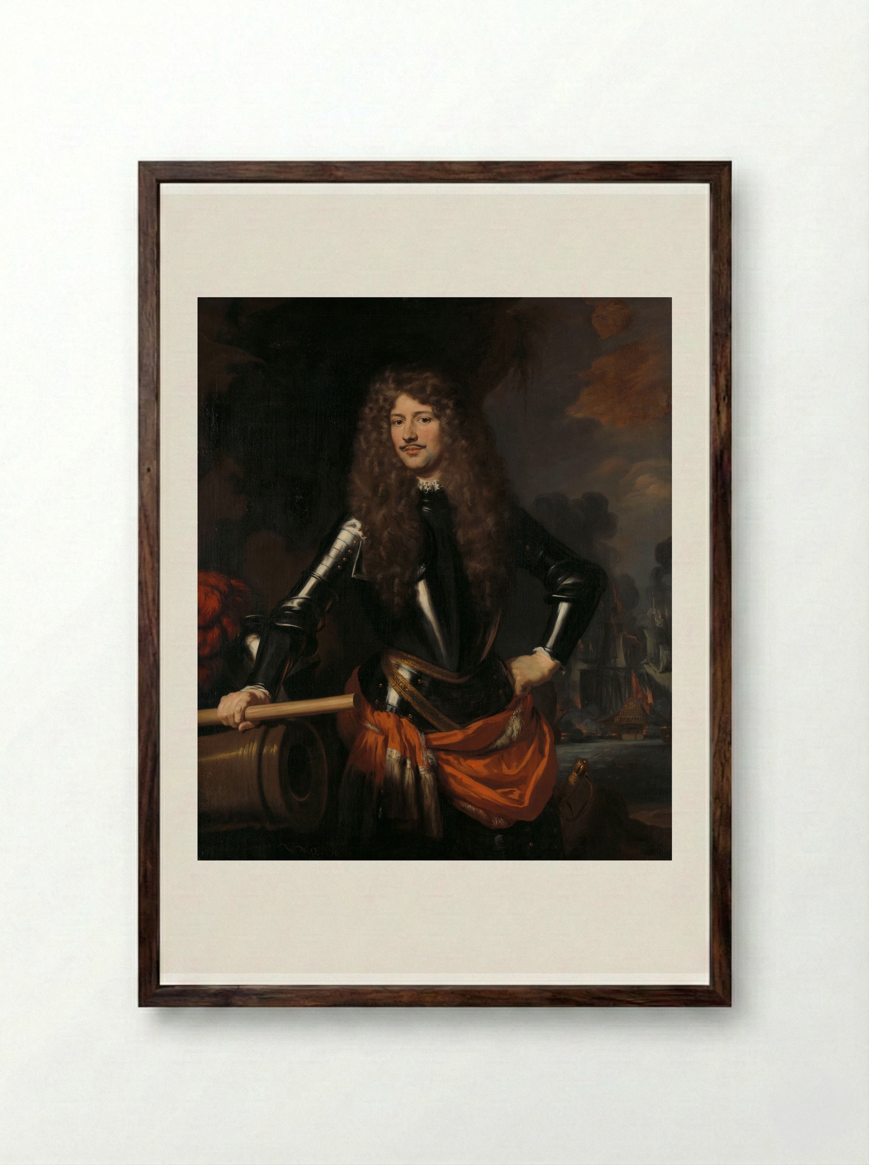 Cornelis Evertsen, Lieutenant-Admiral of Zeeland - Nicolaes Maes - Framed Print Dark Wood