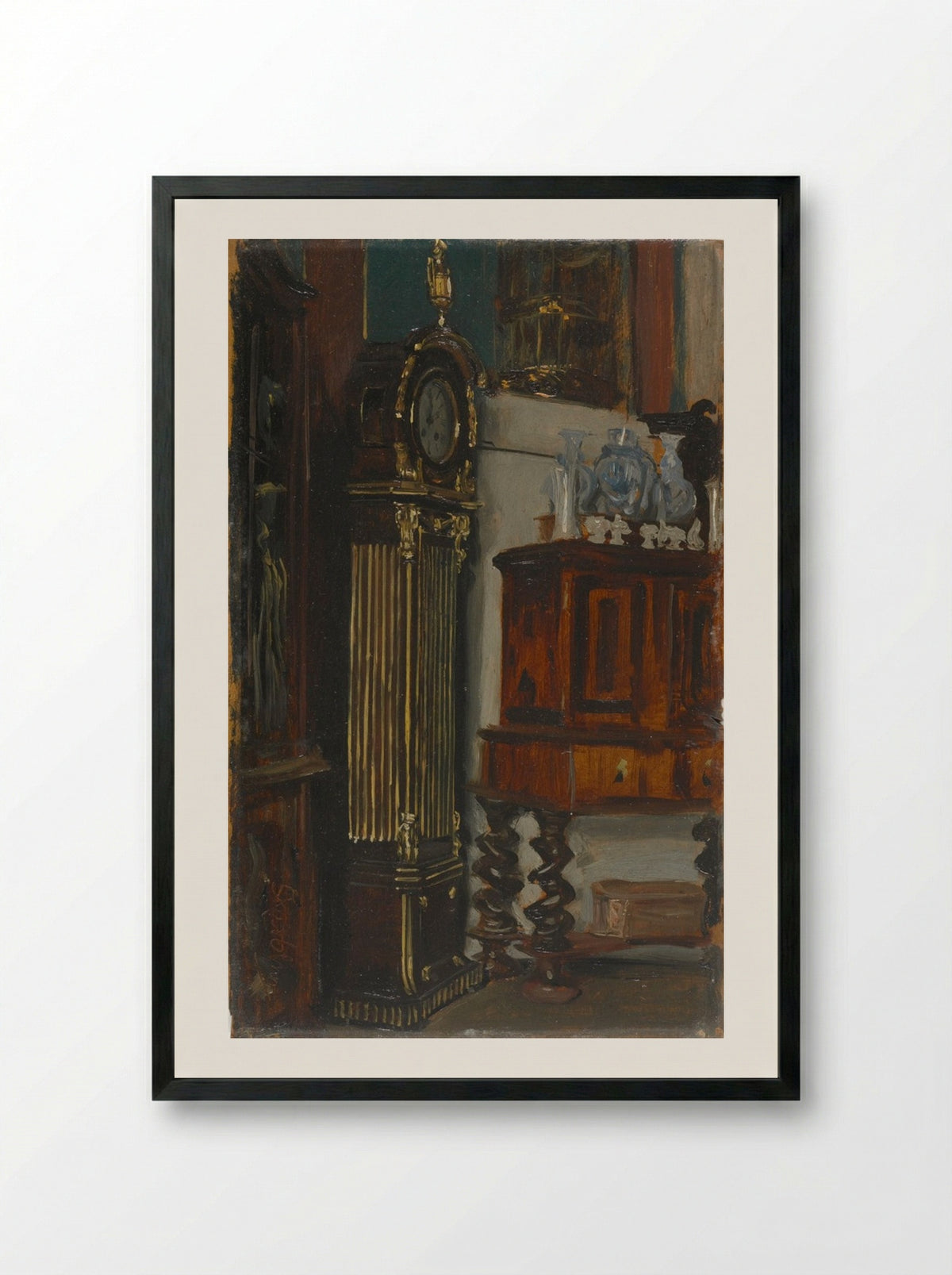 Corner of an Antique Dealer's Shop - Franz Skarbina - Framed Print Black