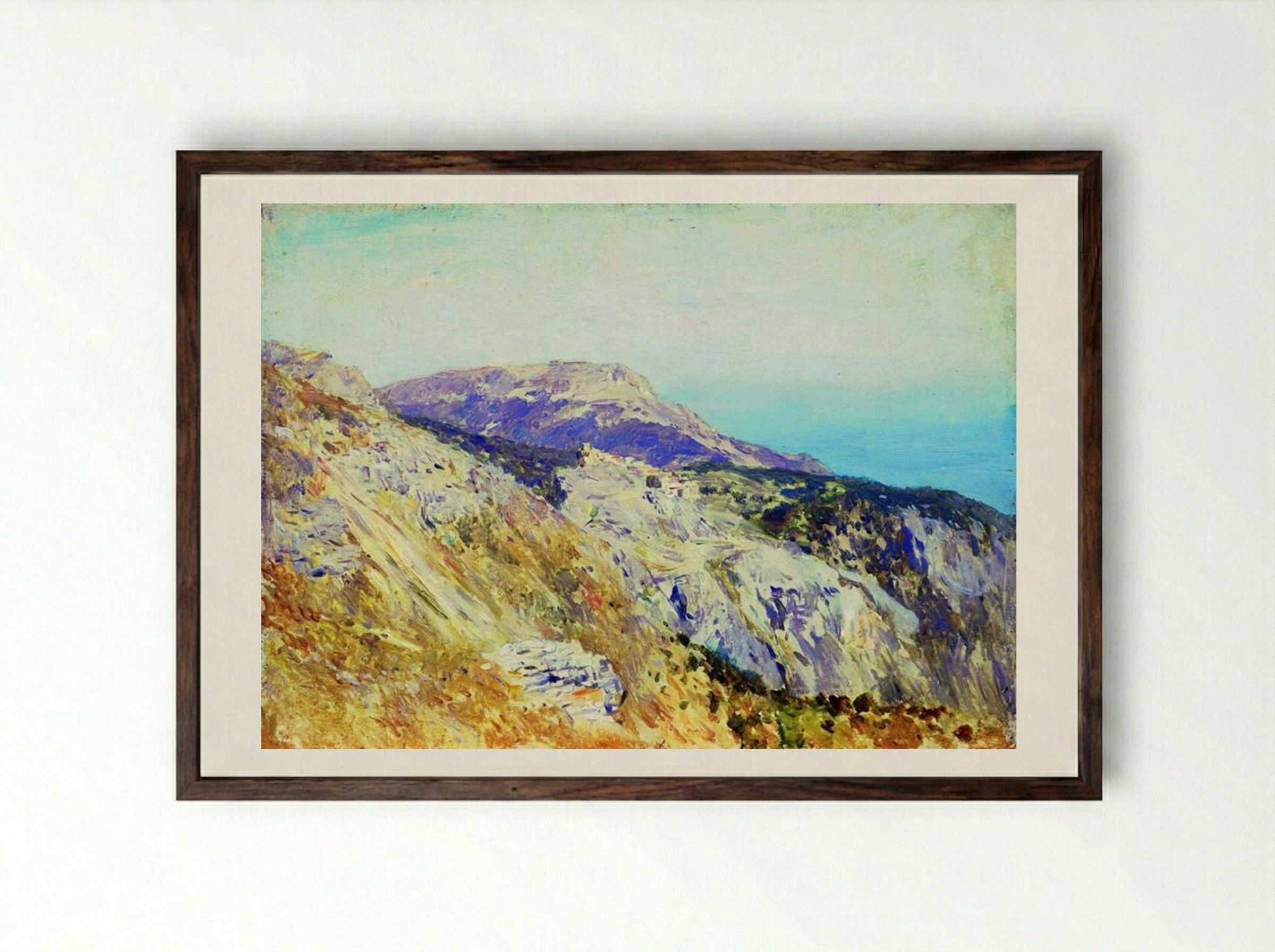 Corniche. Southern France - Isaac Levitan - Framed Print Dark Wood
