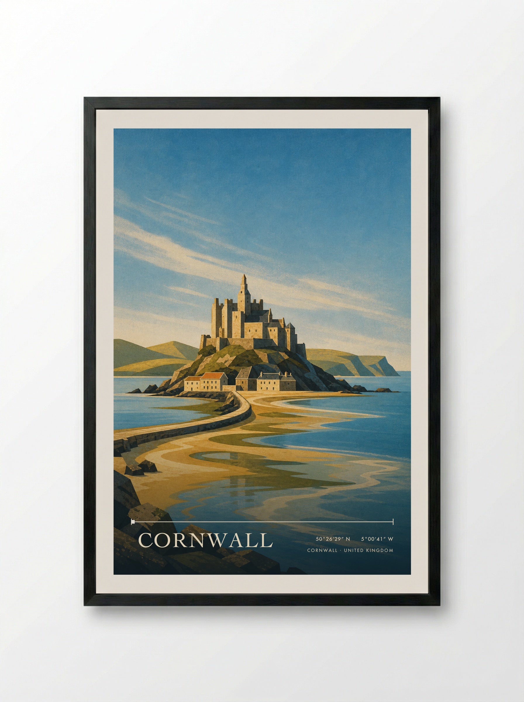Cornwall United Kingdom Travel Poster - Framed Print Black