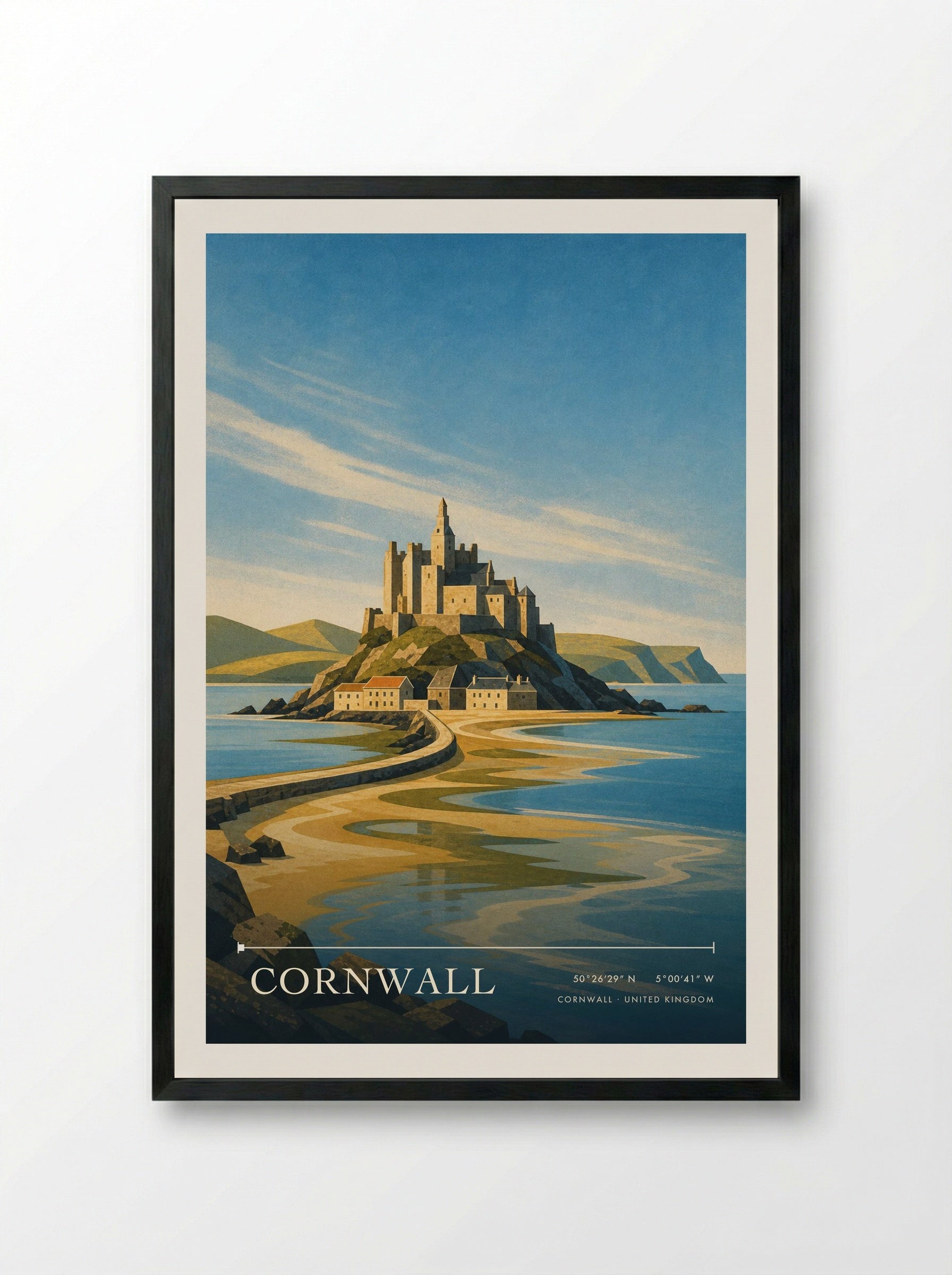 Cornwall United Kingdom Travel Poster - Framed Print Black