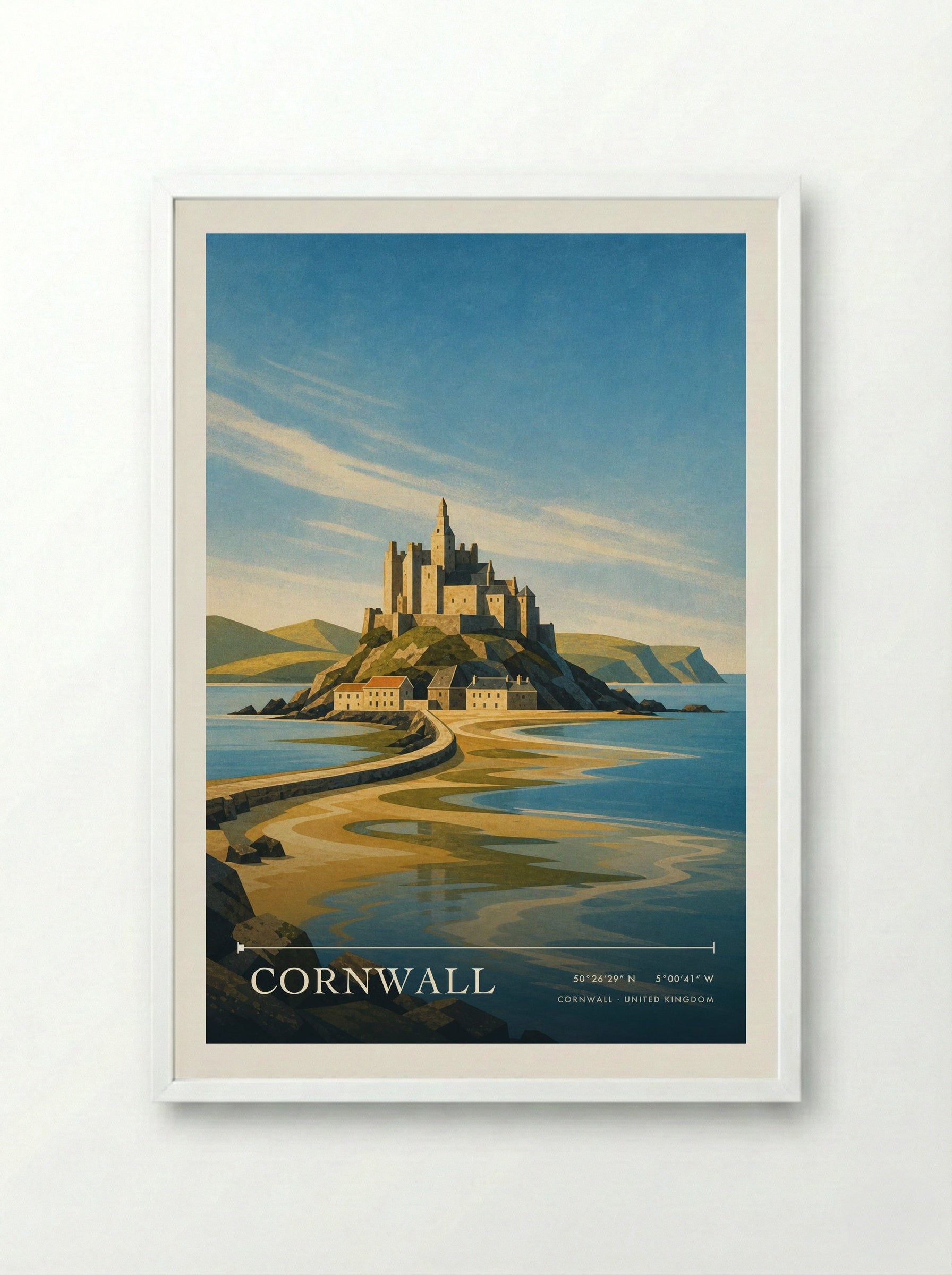 Cornwall United Kingdom Travel Poster - Framed Print White