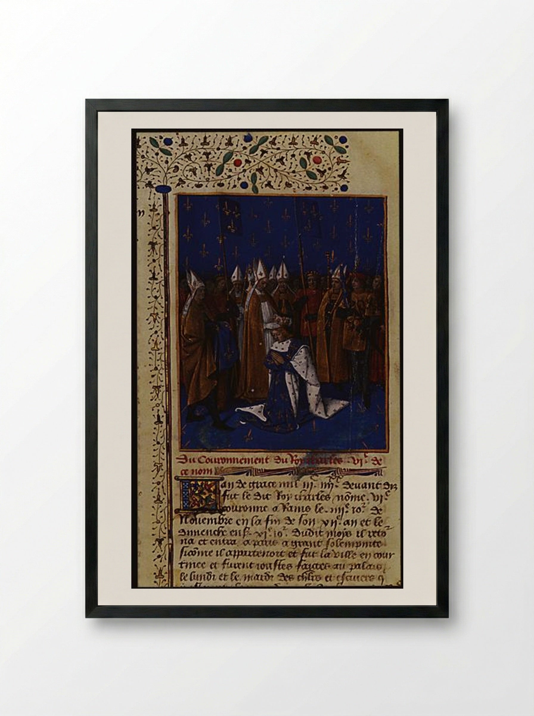 Coronation of Charles VI in 1380 in Reims - Jean Fouquet - Framed Print Black