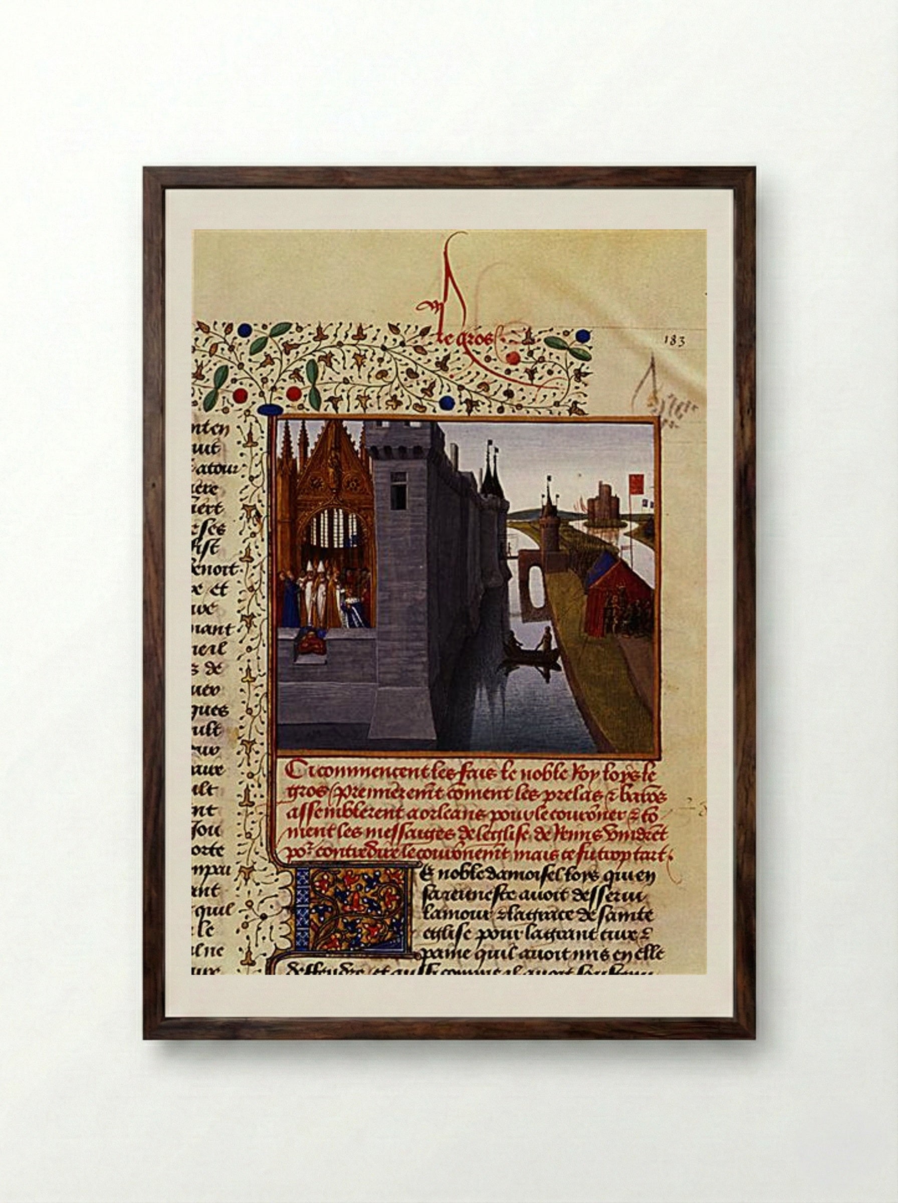 Coronation of Louis VI - Jean Fouquet - Framed Print Dark Wood