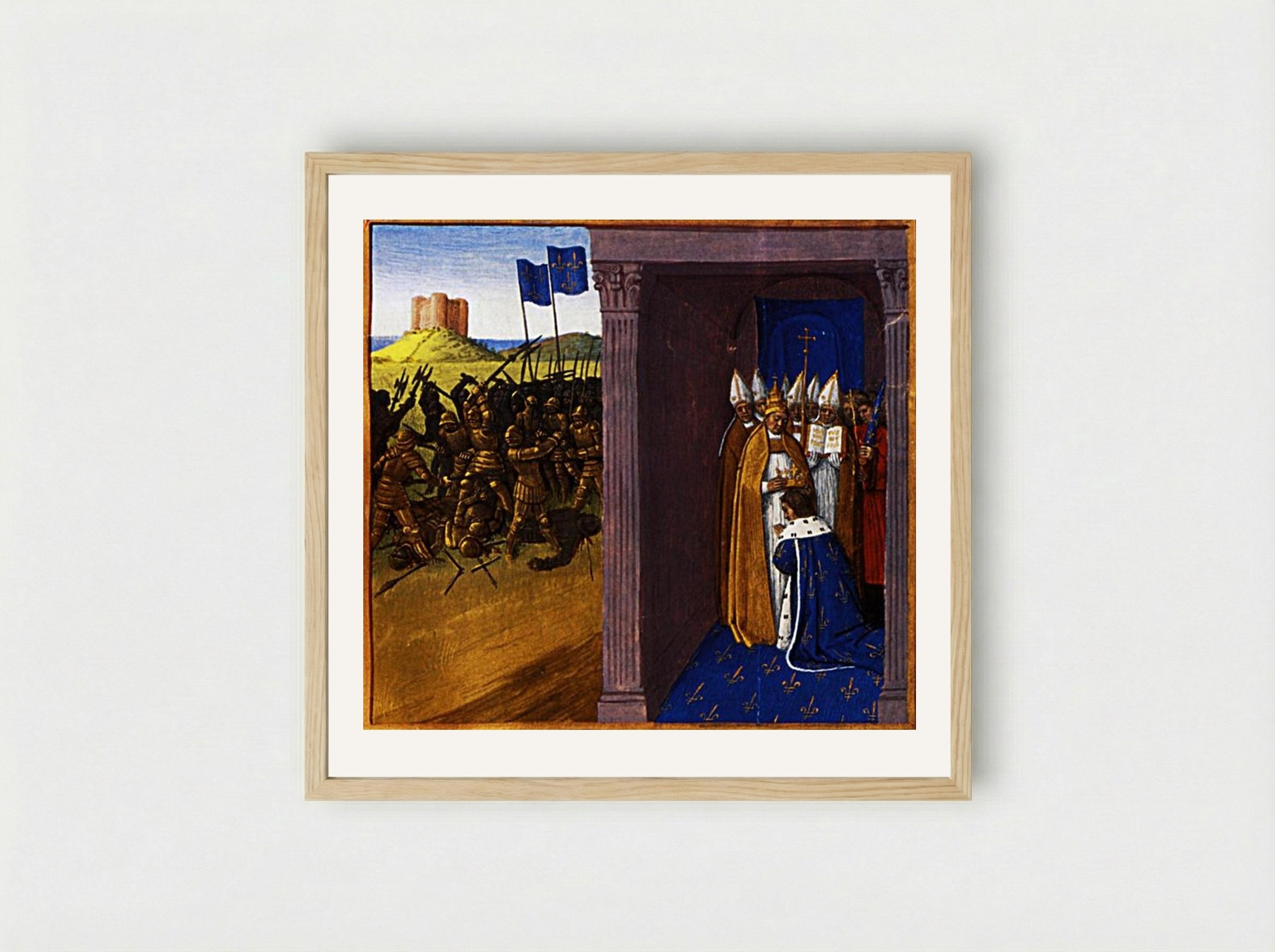 Coronation of Pepin the Short in Laon - Jean Fouquet - Framed Print Wood
