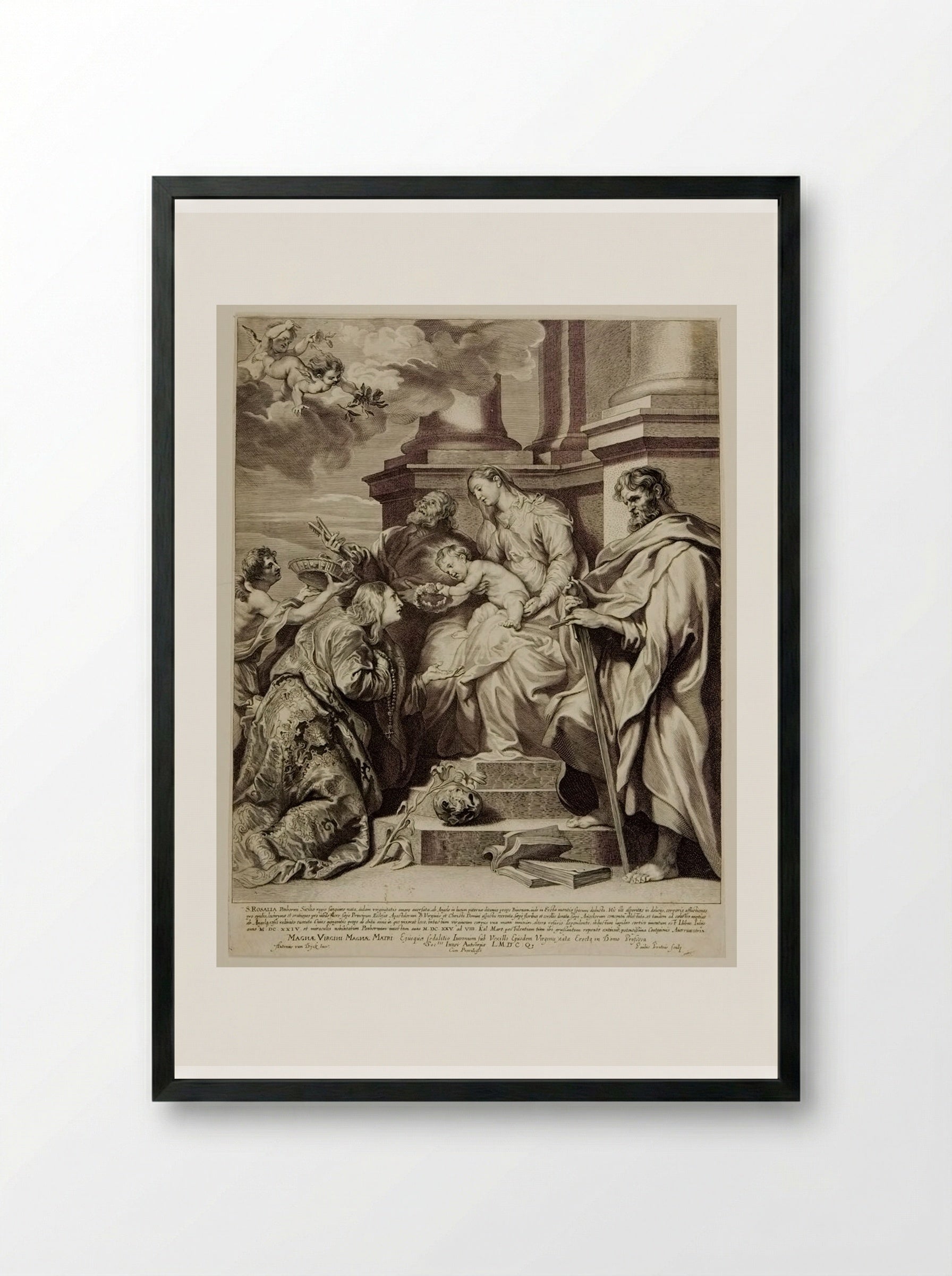 Coronation of Saint Rosalie - Paulus Pontius - Framed Print Black