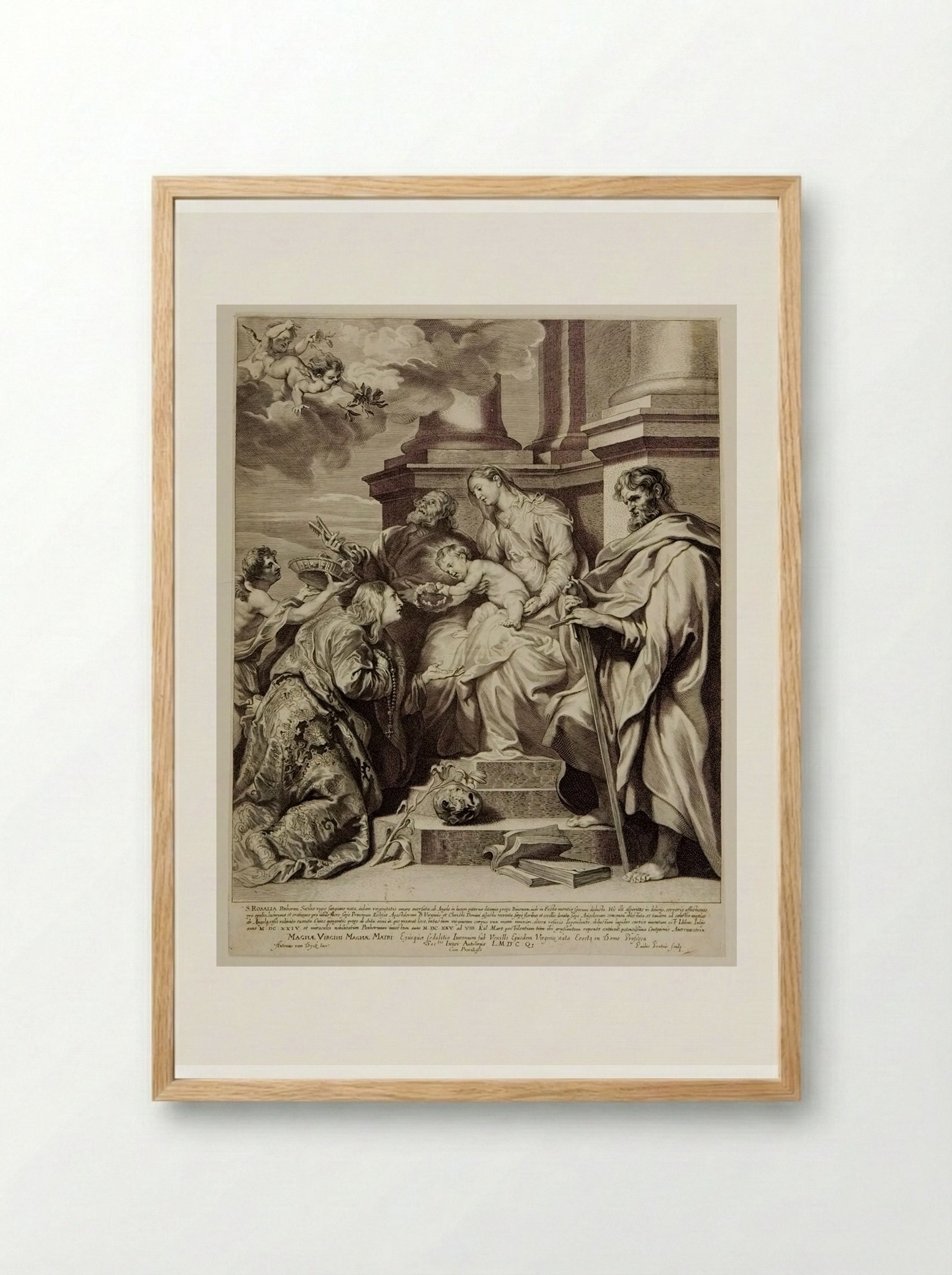 Coronation of Saint Rosalie - Paulus Pontius - Framed Print Wood