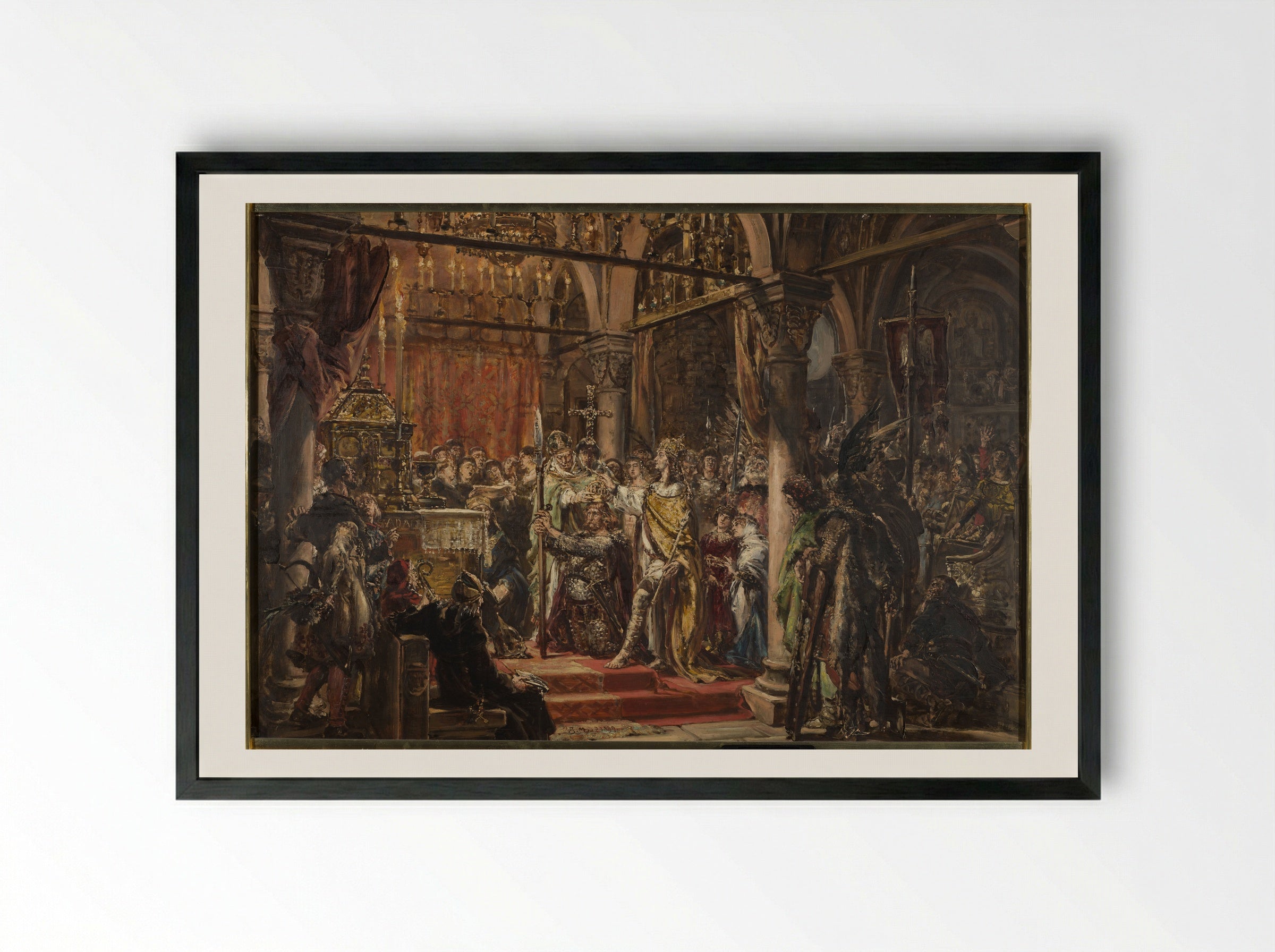 Coronation of the First King - Jan Matejko - Framed Print Black