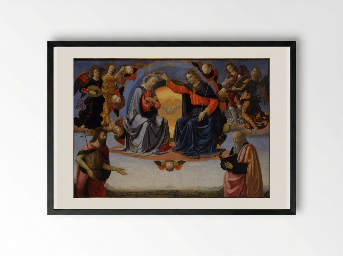 Coronation of the Virgin - Domenico Ghirlandaio - Framed Print Black