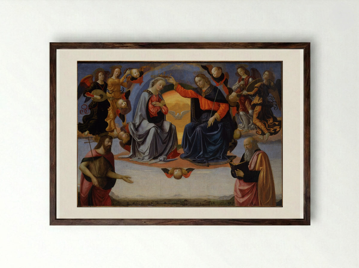 Coronation of the Virgin - Domenico Ghirlandaio - Framed Print Dark Wood