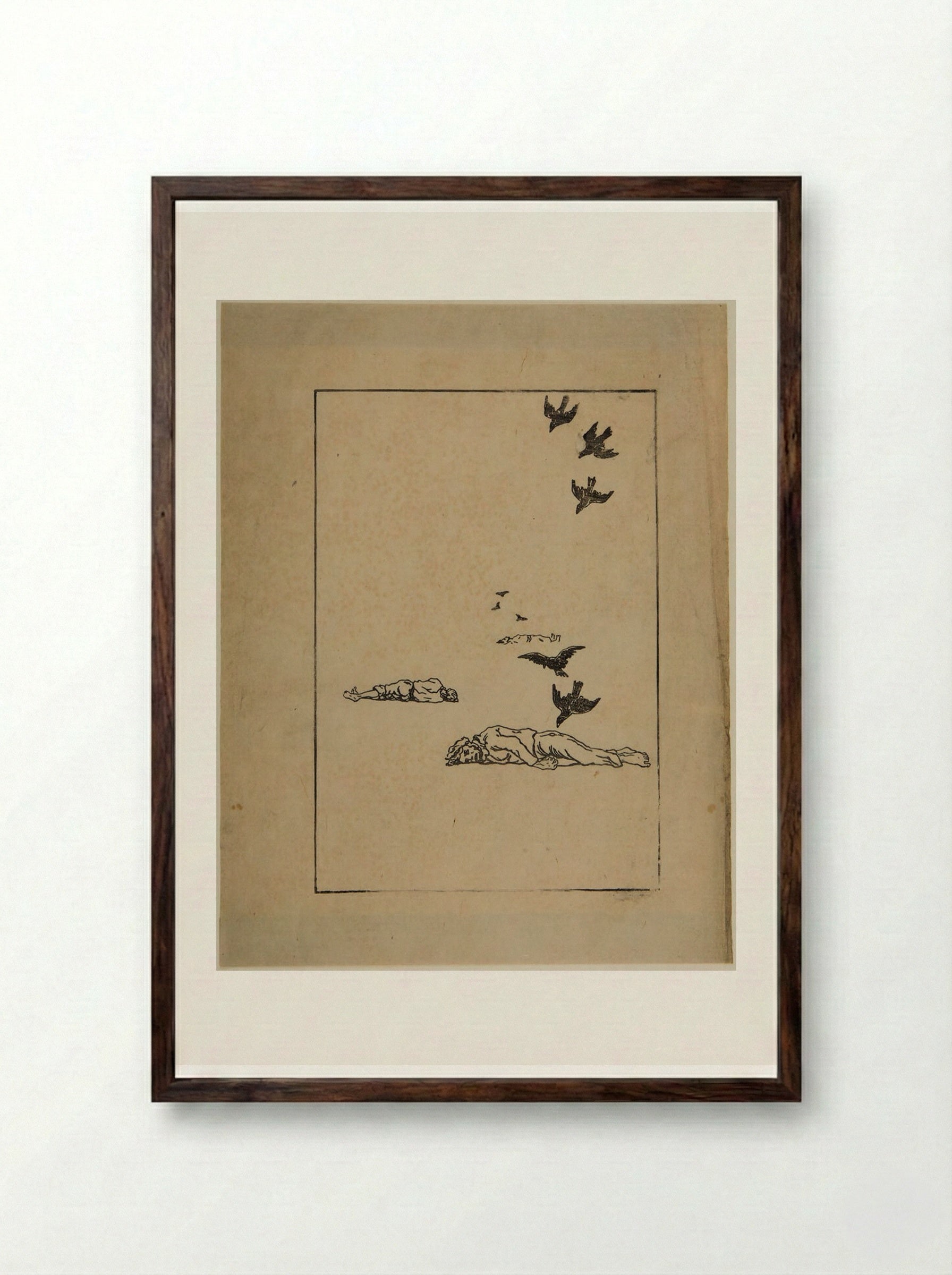 Corpses and Crows - Henri Rivière - Framed Print Dark Wood