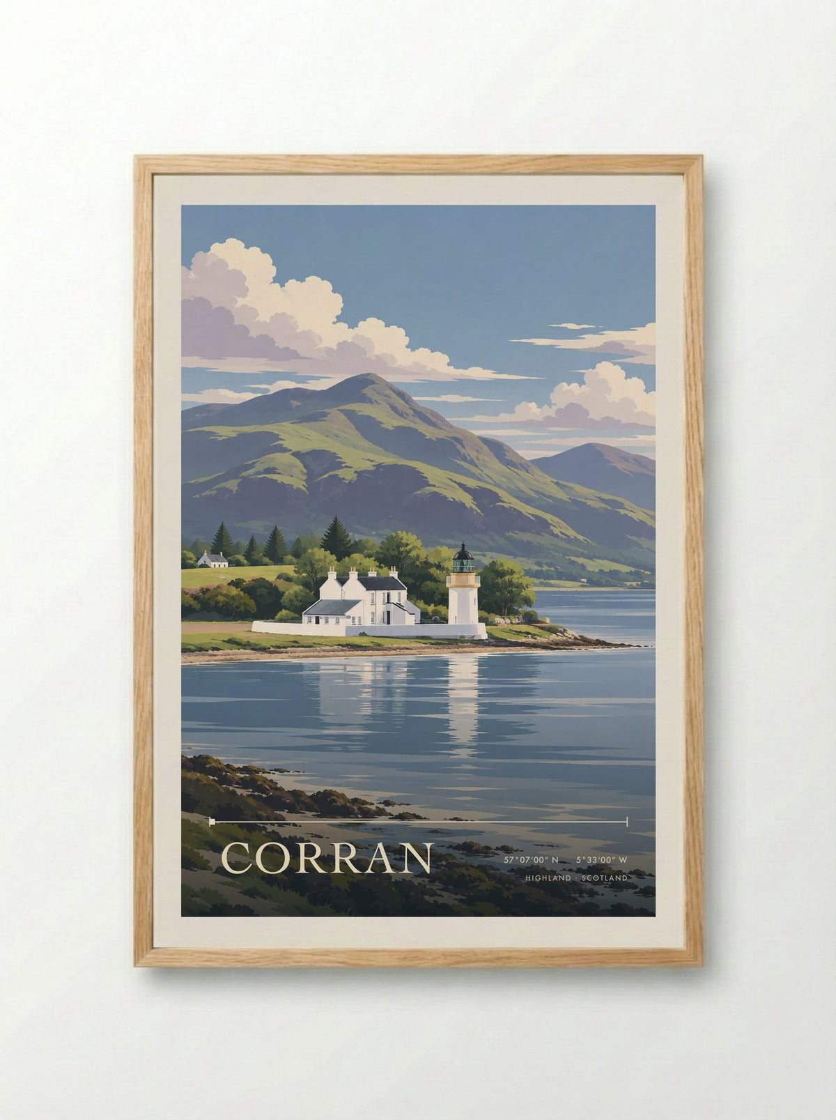 Corran, Highland | Travel Poster - Framed Print Wood