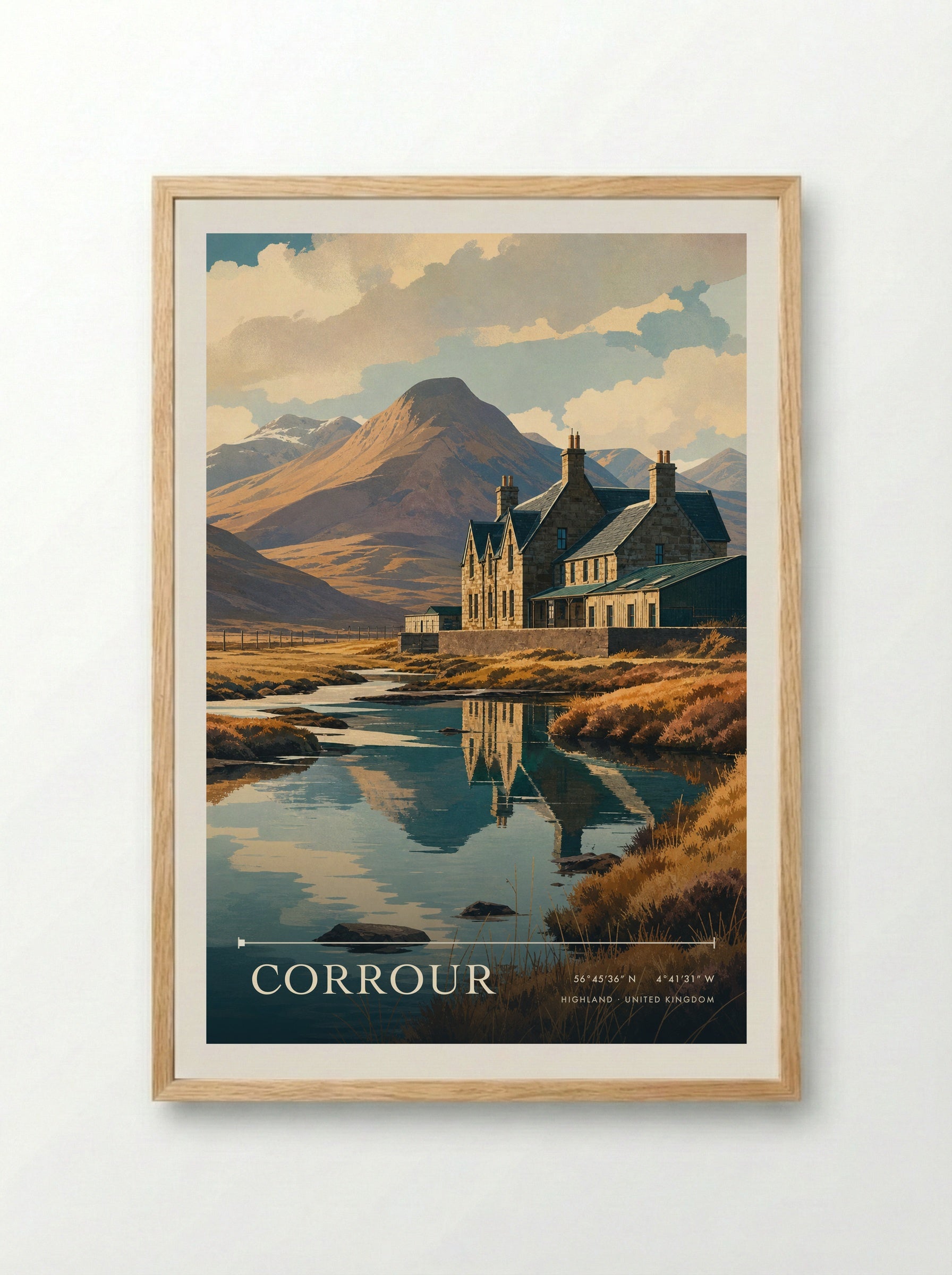 Corrour Highland United Kingdom Travel Poster - Framed Print Wood