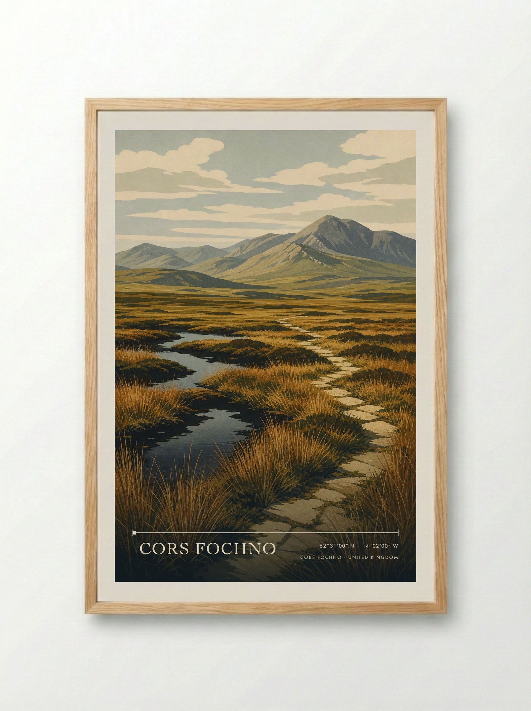 Cors Fochno United Kingdom Travel Poster - Framed Print Wood