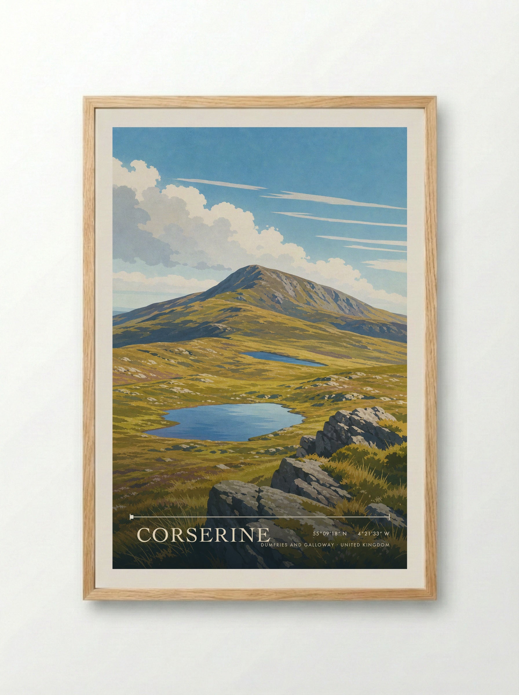 Corserine Dumfries and Galloway United Kingdom Travel Poster - Framed Print Wood