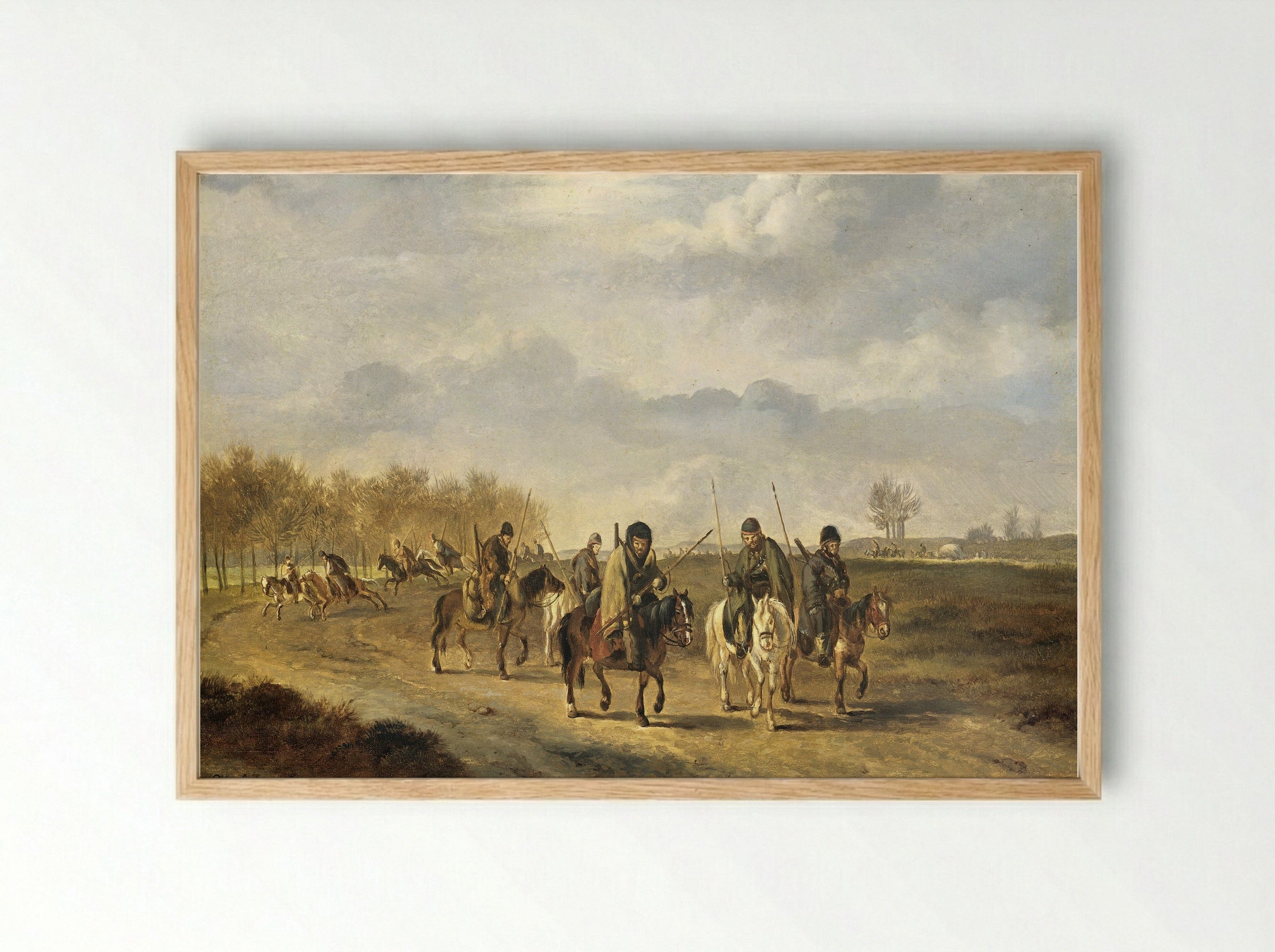 Cossacks on a Country Road near Bergen in North Holland - Pieter Gerardus van Os - Framed Print Wood