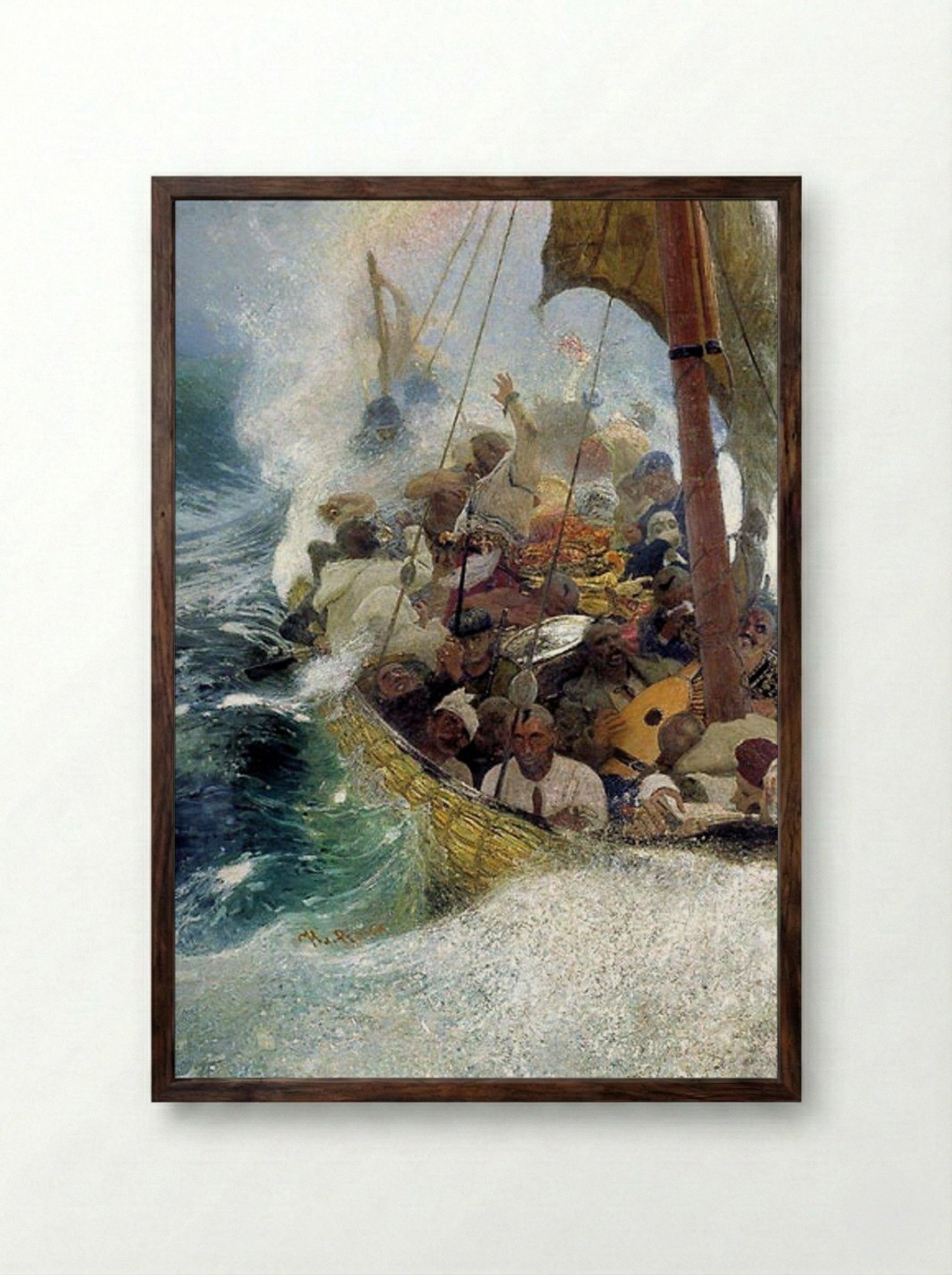 Cossacks on the Black Sea - Ilya Repin - Framed Print Dark Wood