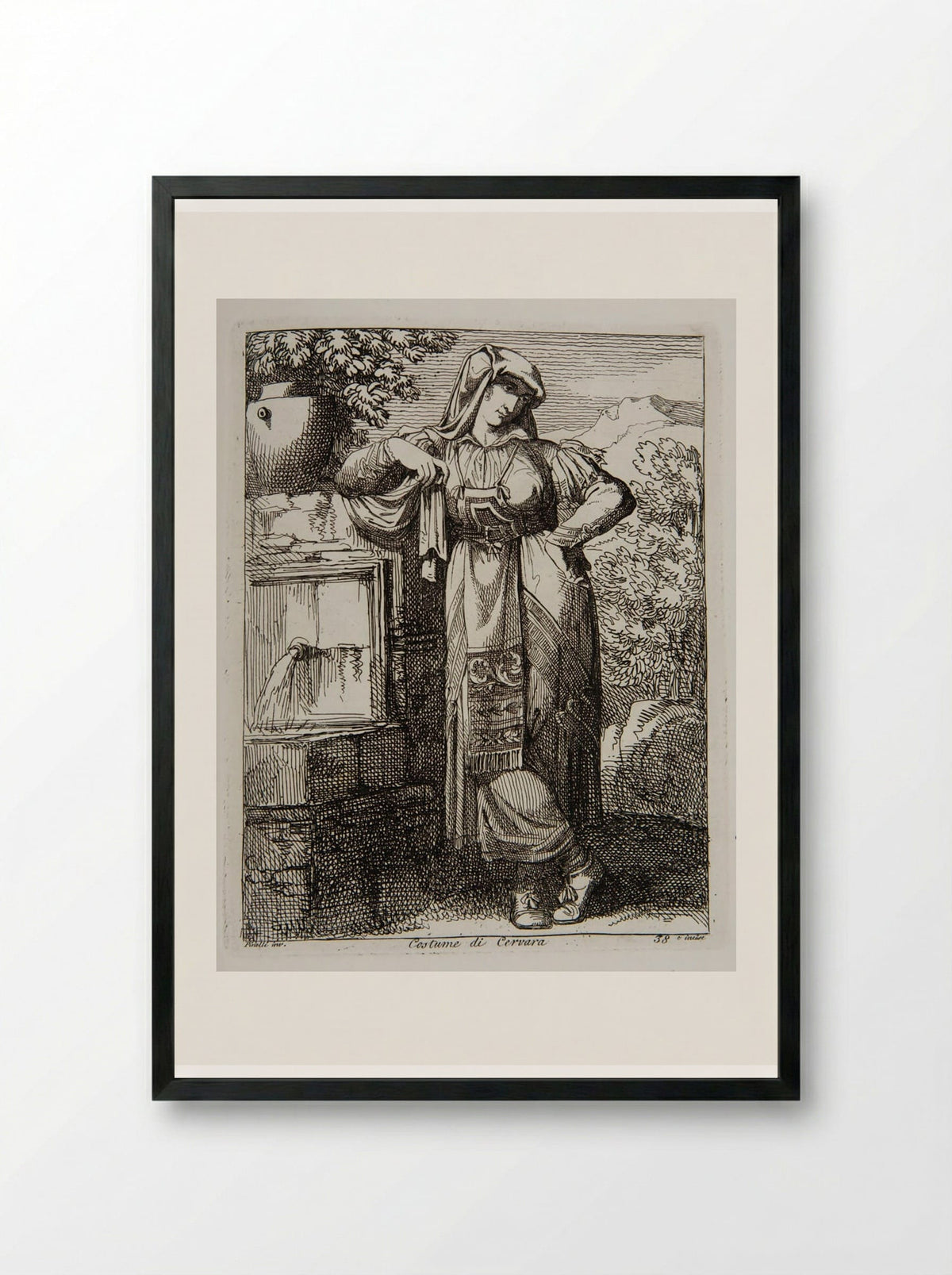 Costume di Cervara - Bartolomeo Pinelli - Framed Print Black