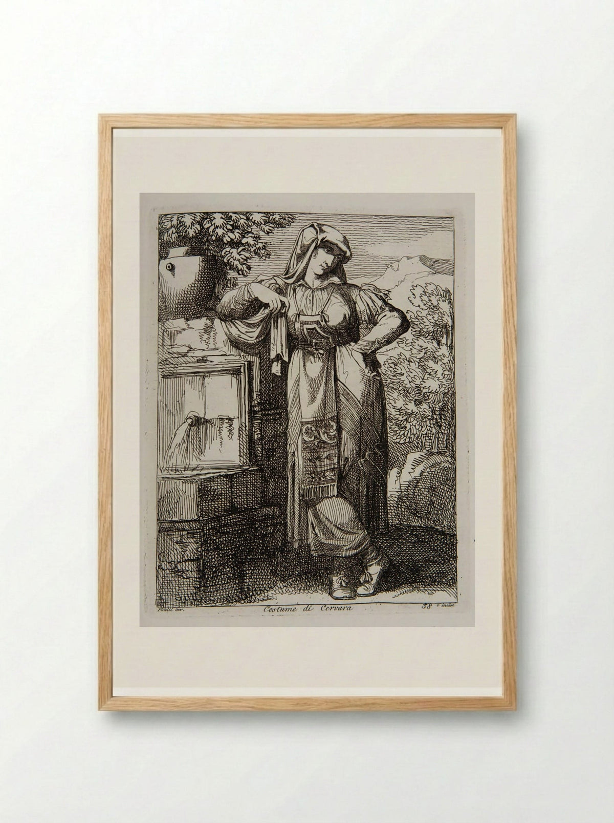 Costume di Cervara - Bartolomeo Pinelli - Framed Print Wood