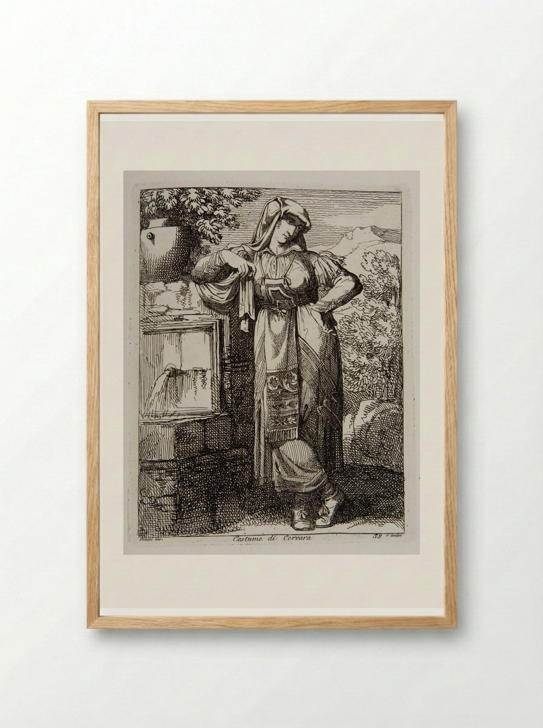 Costume di Cervara - Bartolomeo Pinelli - Framed Print Wood