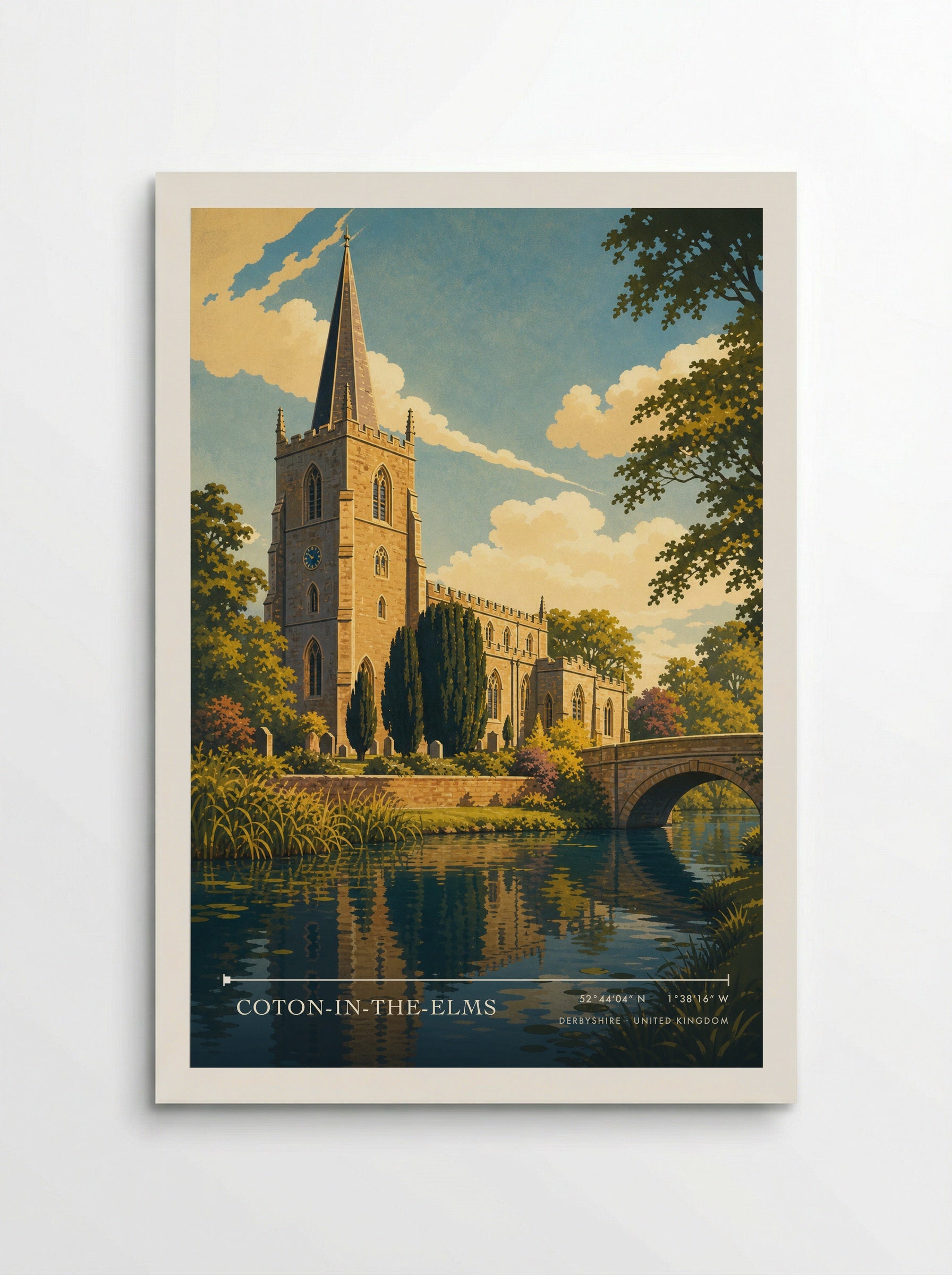 Coton-in-the-Elms Derbyshire United Kingdom Travel Poster - Poster