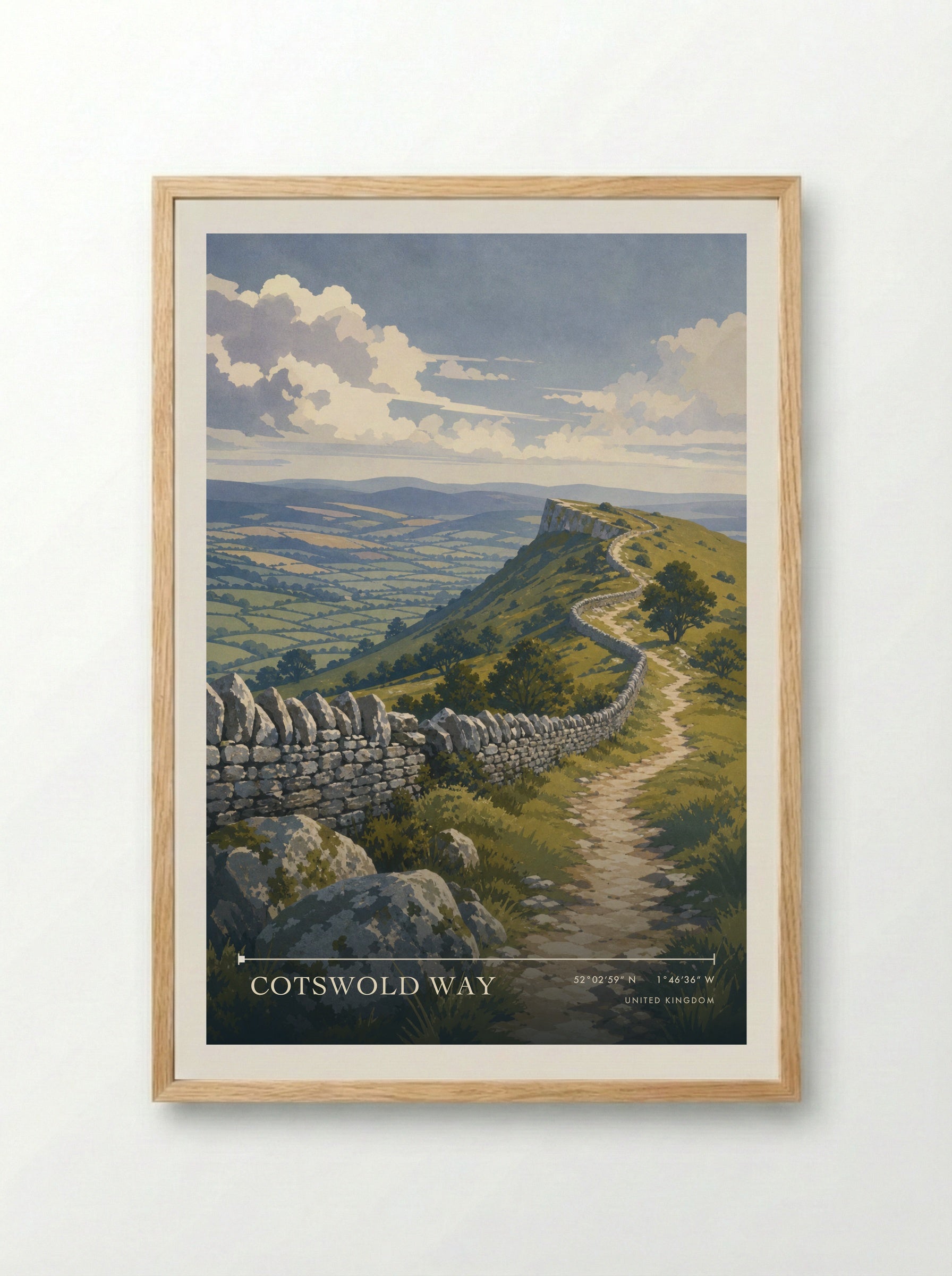 Cotswold Way United Kingdom Travel Poster - Framed Print Wood