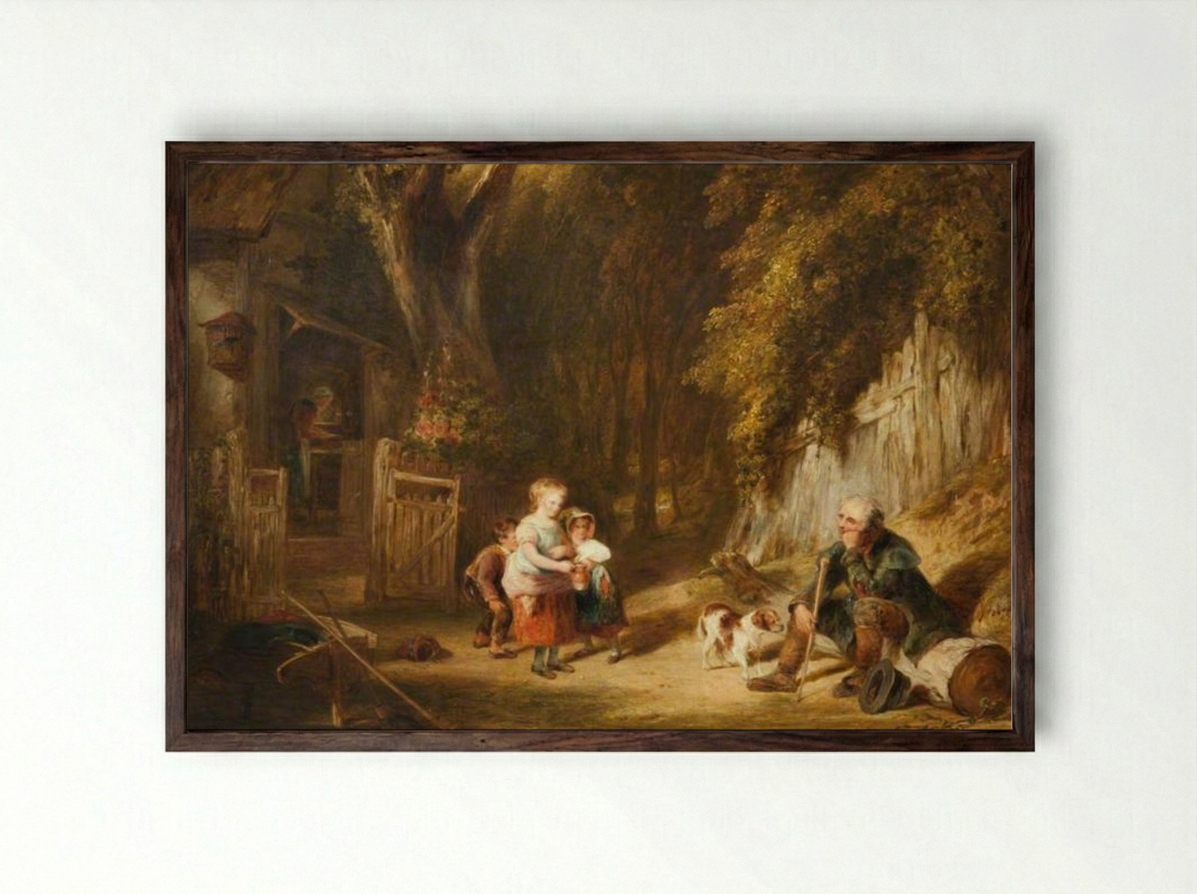 Cottage Hospitality - William Collins - Framed Print Dark Wood