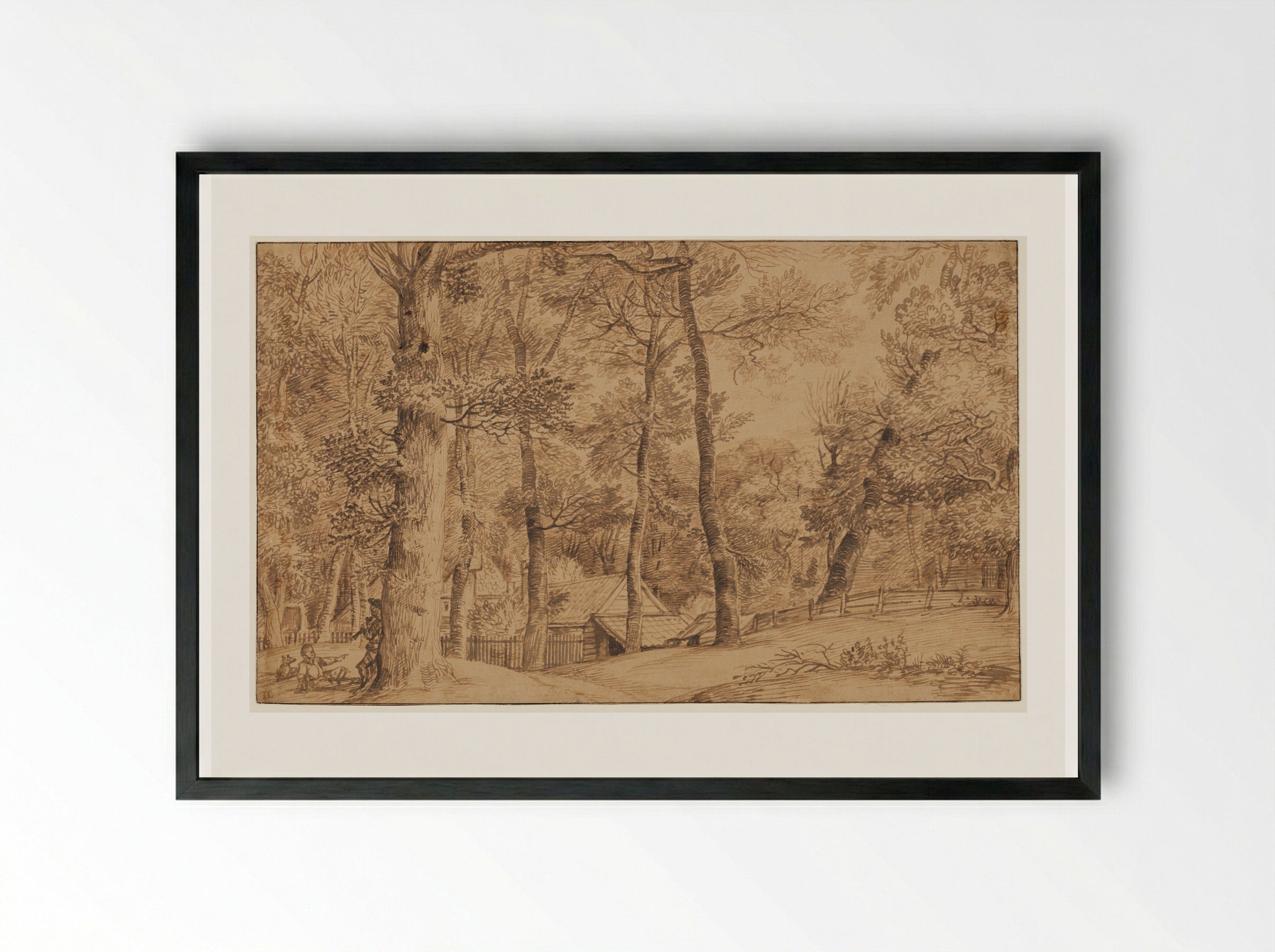 Cottage among Trees - Jan Lievens - Framed Print Black