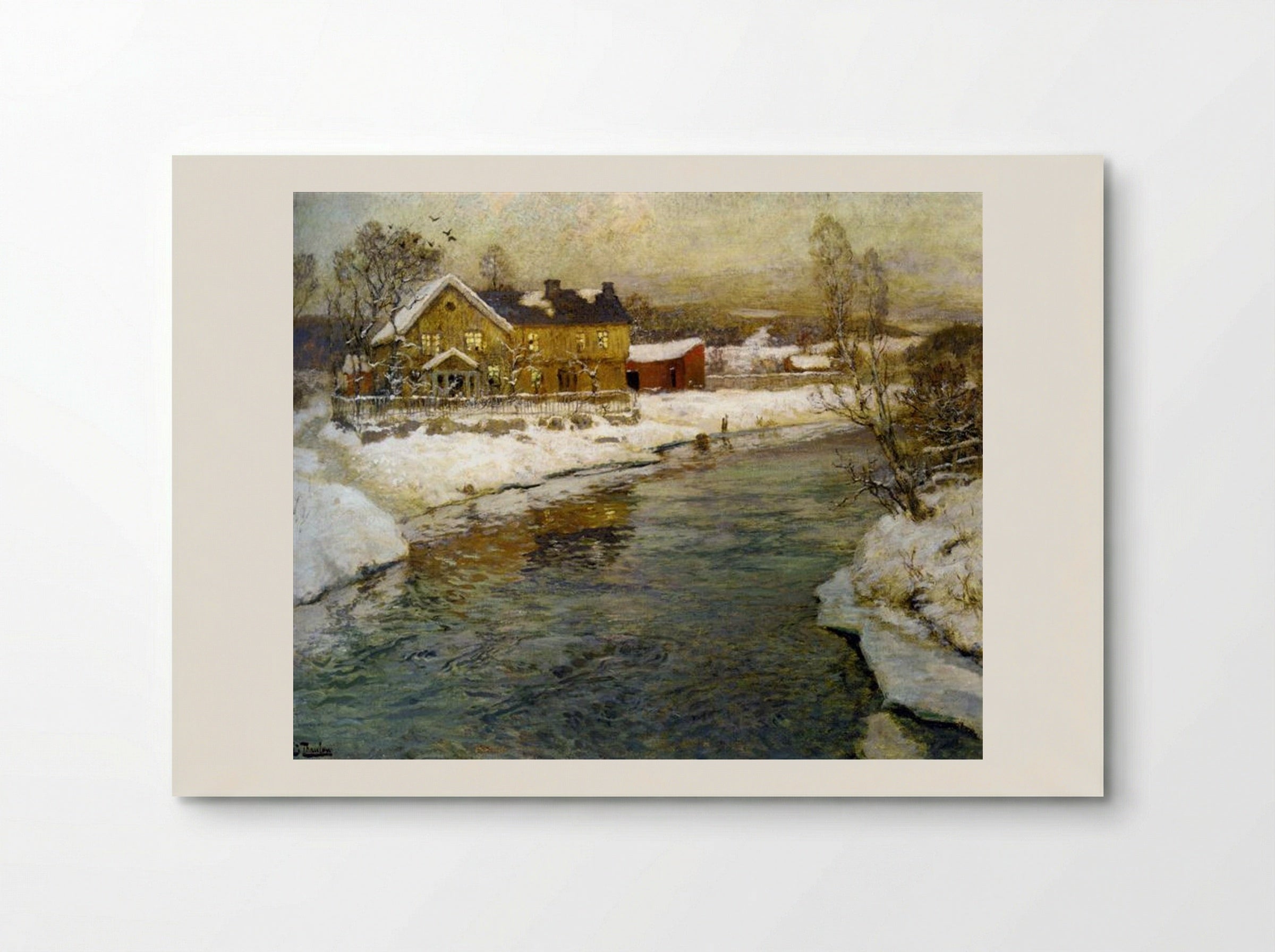 Cottage by a Canal in the Snow - Frits Thaulow - Poster