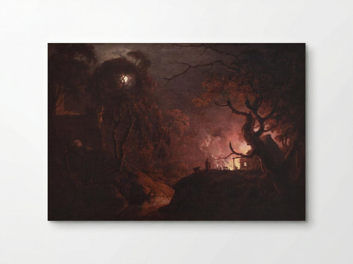 Cottage on Fire at Night - Joseph Wright of Derby - Poster