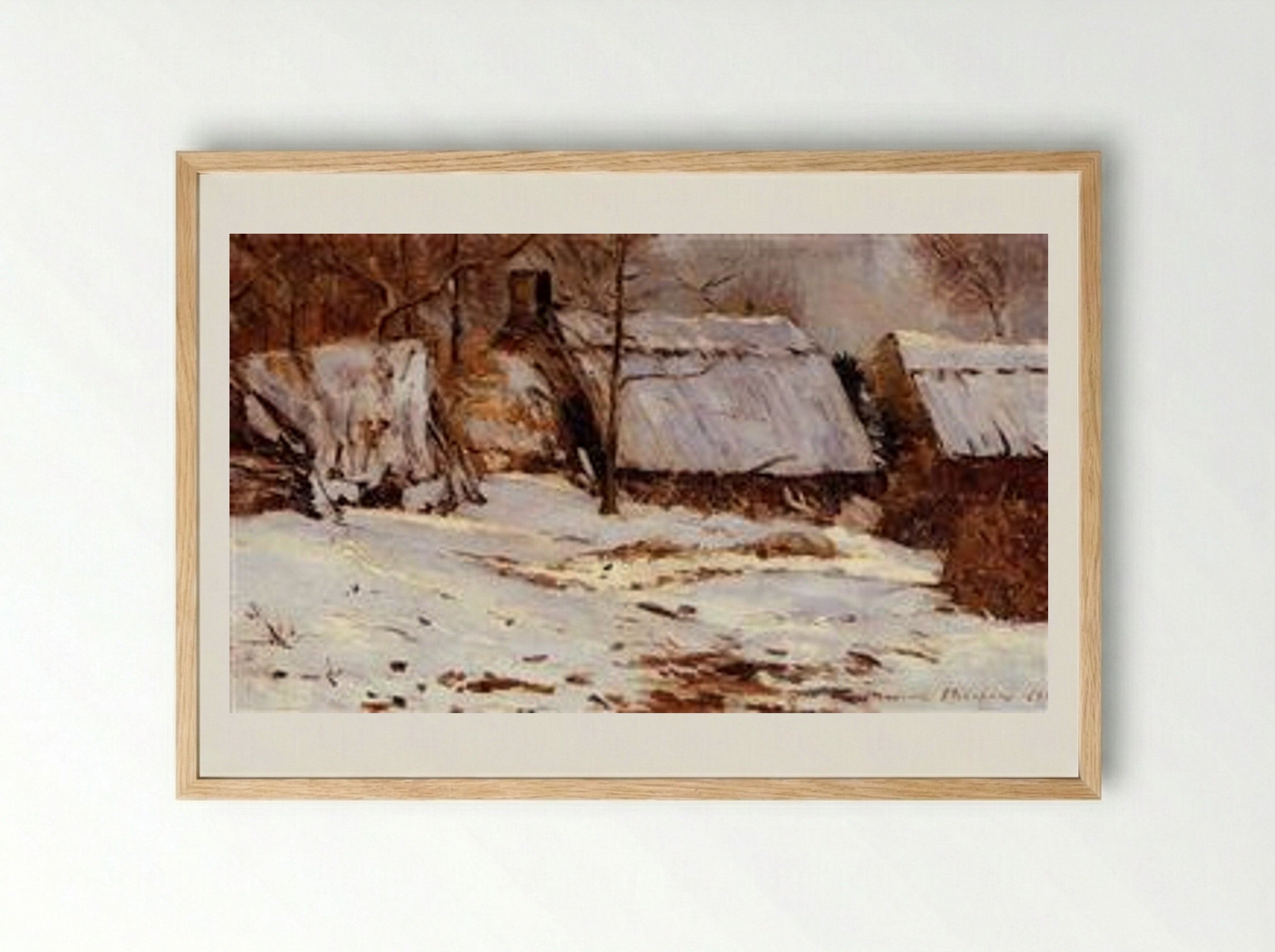 Cottages in the Snow - Maxime Maufra - Framed Print Wood