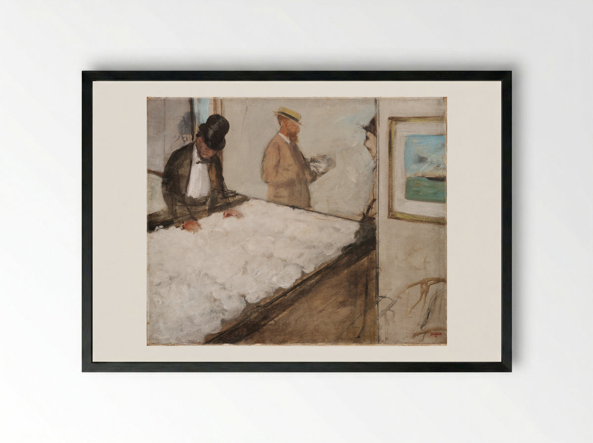 Cotton Merchants in New Orleans - Hilaire-Germain-Edgar Degas - Framed Print Black
