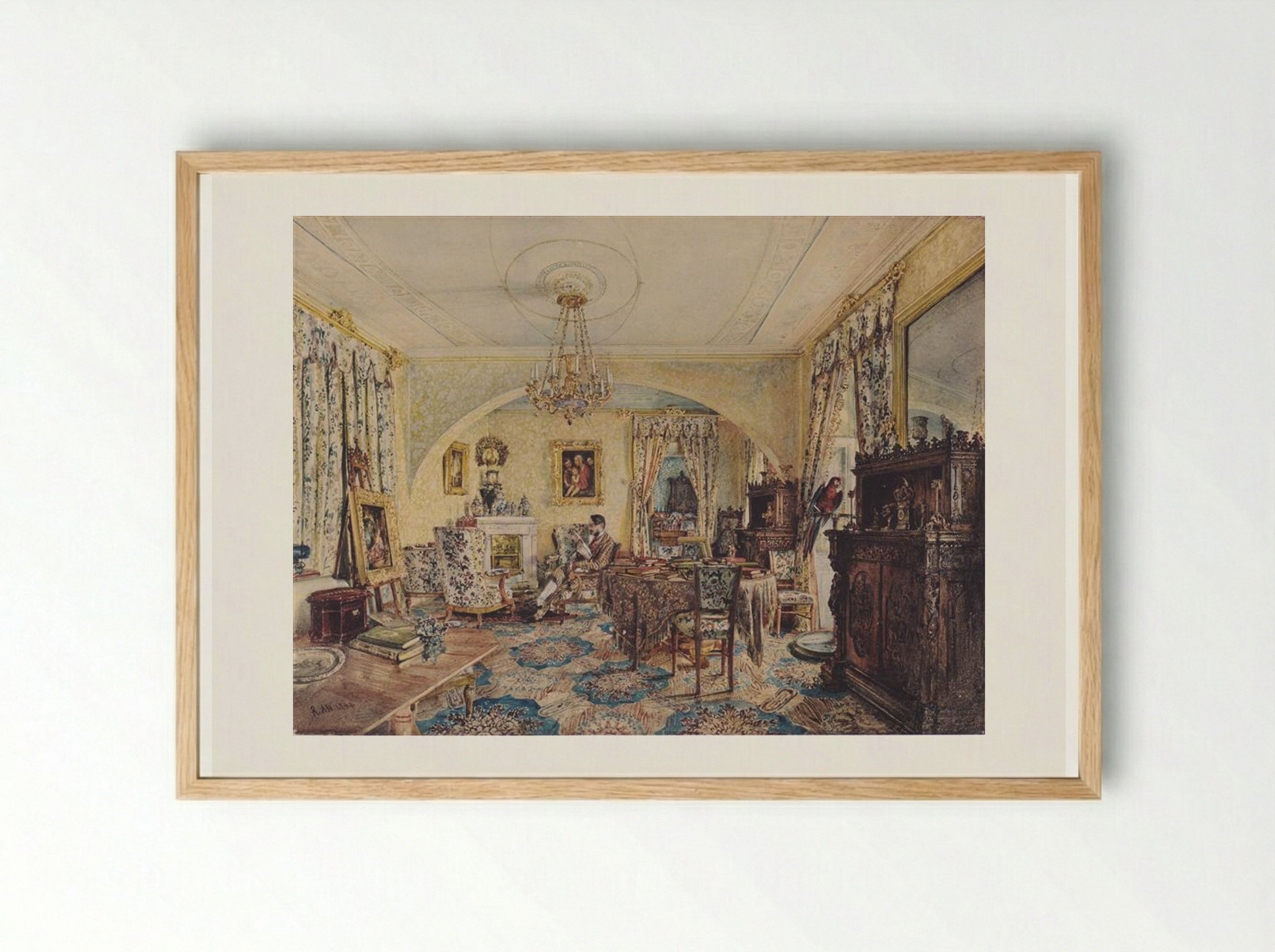 Count Casimir Batthyány in his saloon at Castle Siklós - Rudolf von Alt - Framed Print Wood