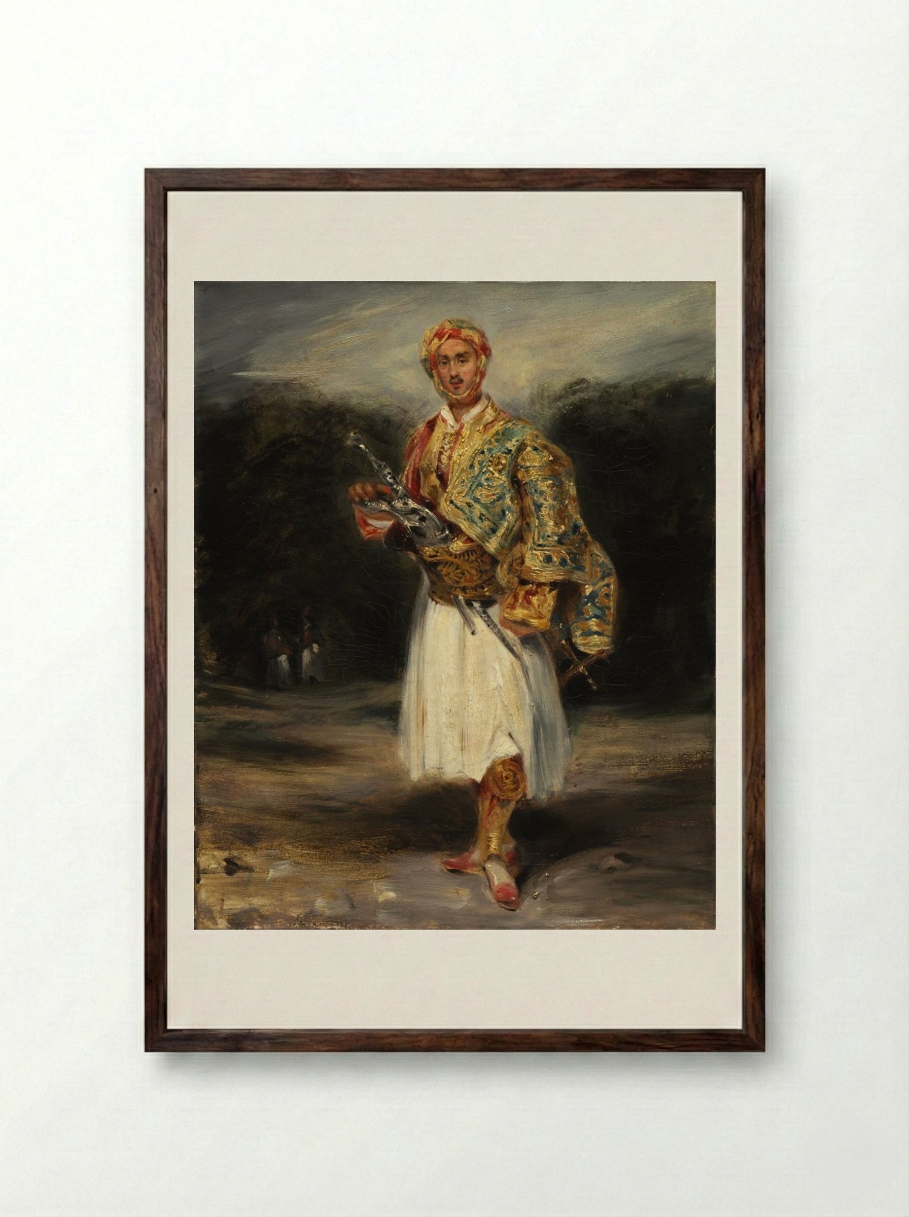 Count Demetrius de Palatiano in Suliot Costume - Eugène Delacroix - Framed Print Dark Wood