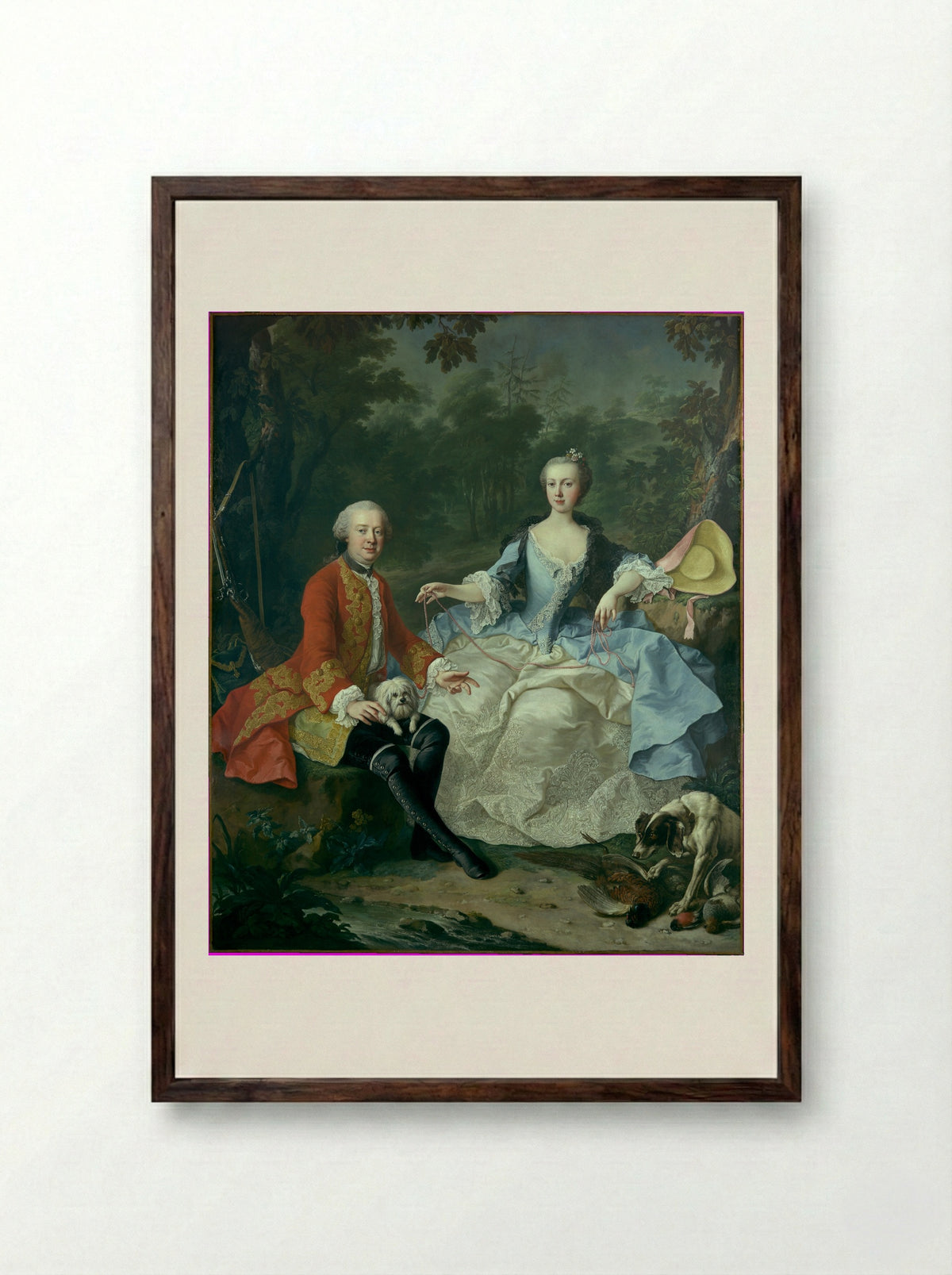 Count Giacomo Durazzo and Ernestine Aloisia Ungnad von Weissenwolff - Martin van Meytens the Younger - Framed Print Dark Wood