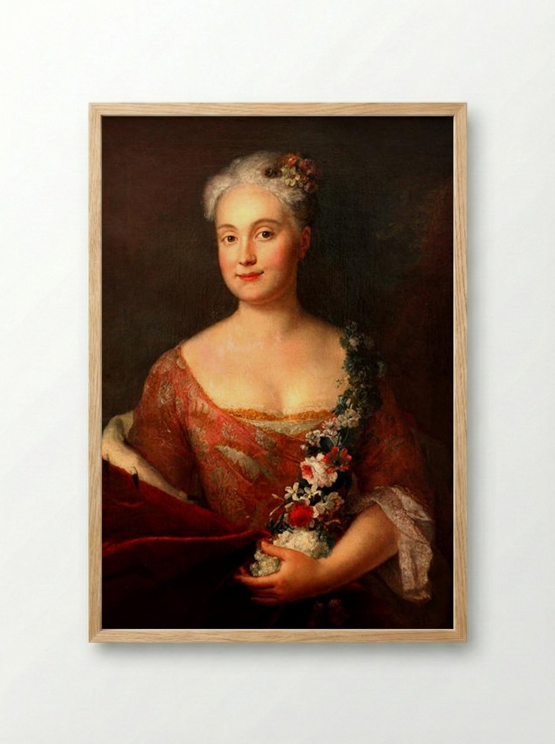 Countess Friederike von Ansbach - Antoine Pesne - Framed Print Wood