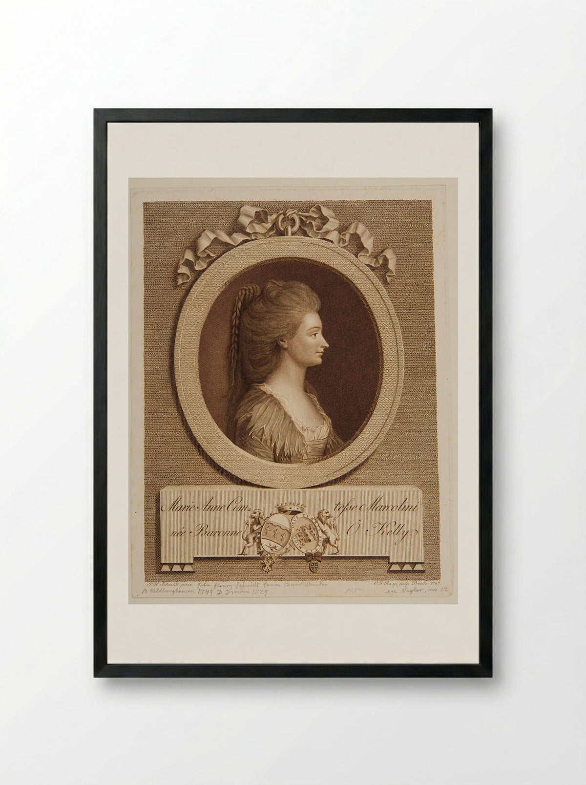 Countess Marie Anne Marcolini - Carl Gottlieb Rasp - Framed Print Black