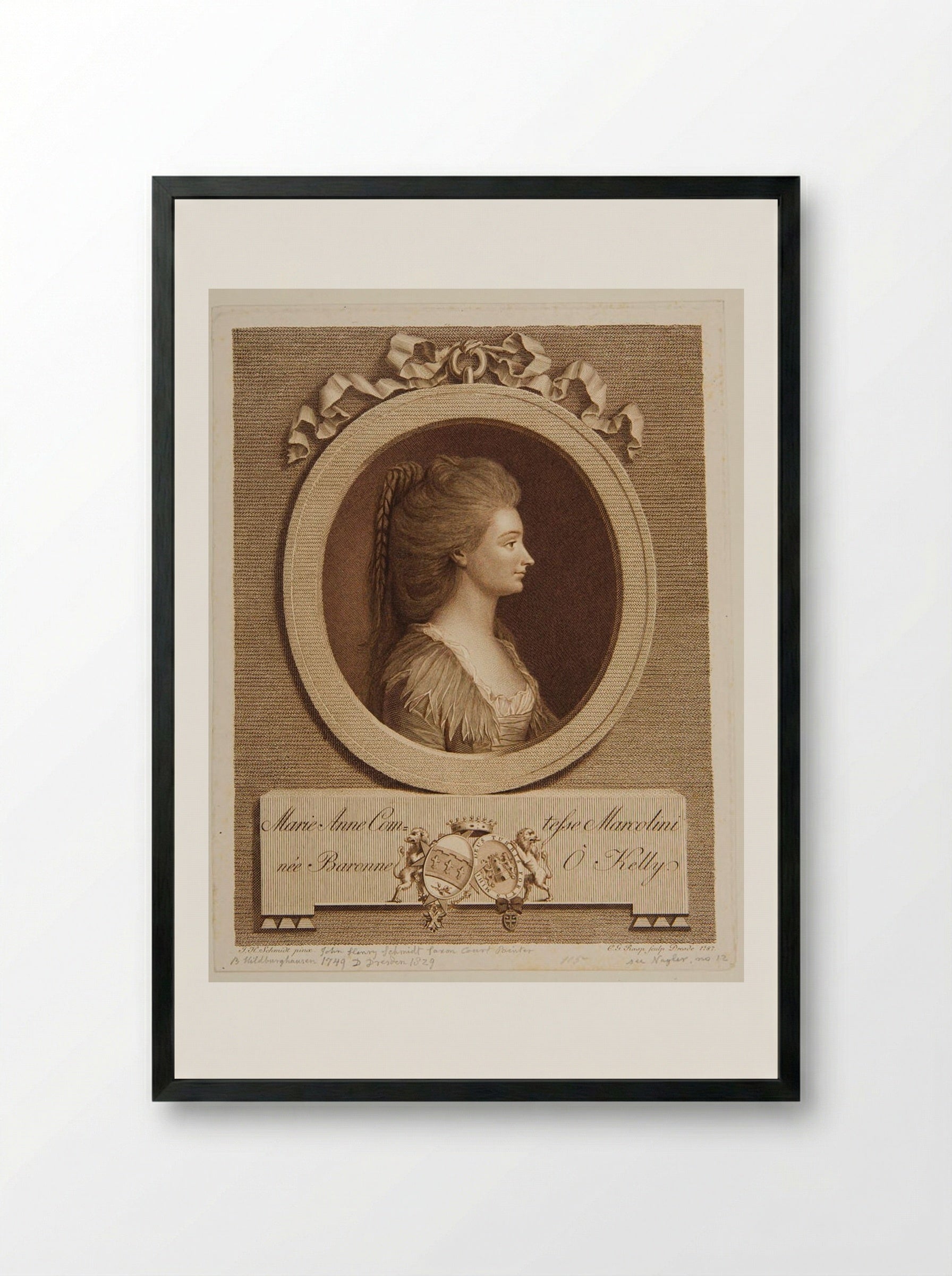 Countess Marie Anne Marcolini - Carl Gottlieb Rasp - Framed Print Black