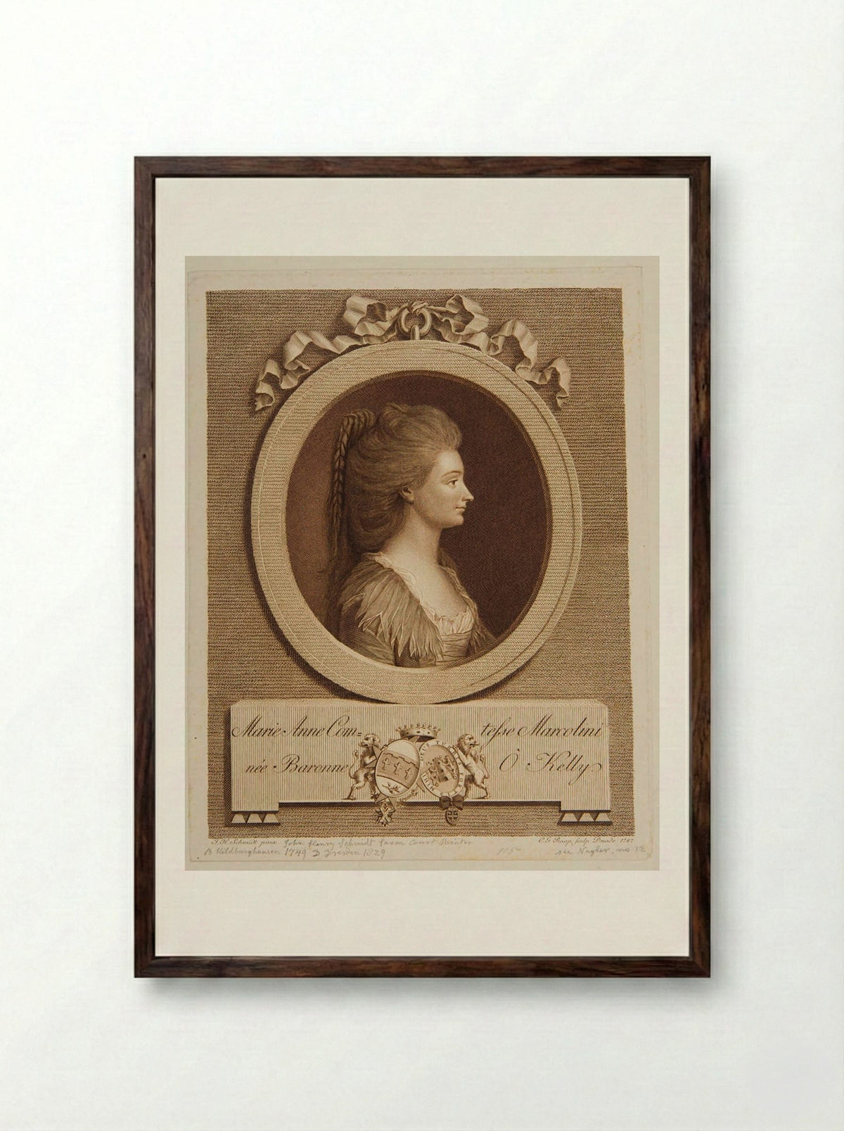 Countess Marie Anne Marcolini - Carl Gottlieb Rasp - Framed Print Dark Wood