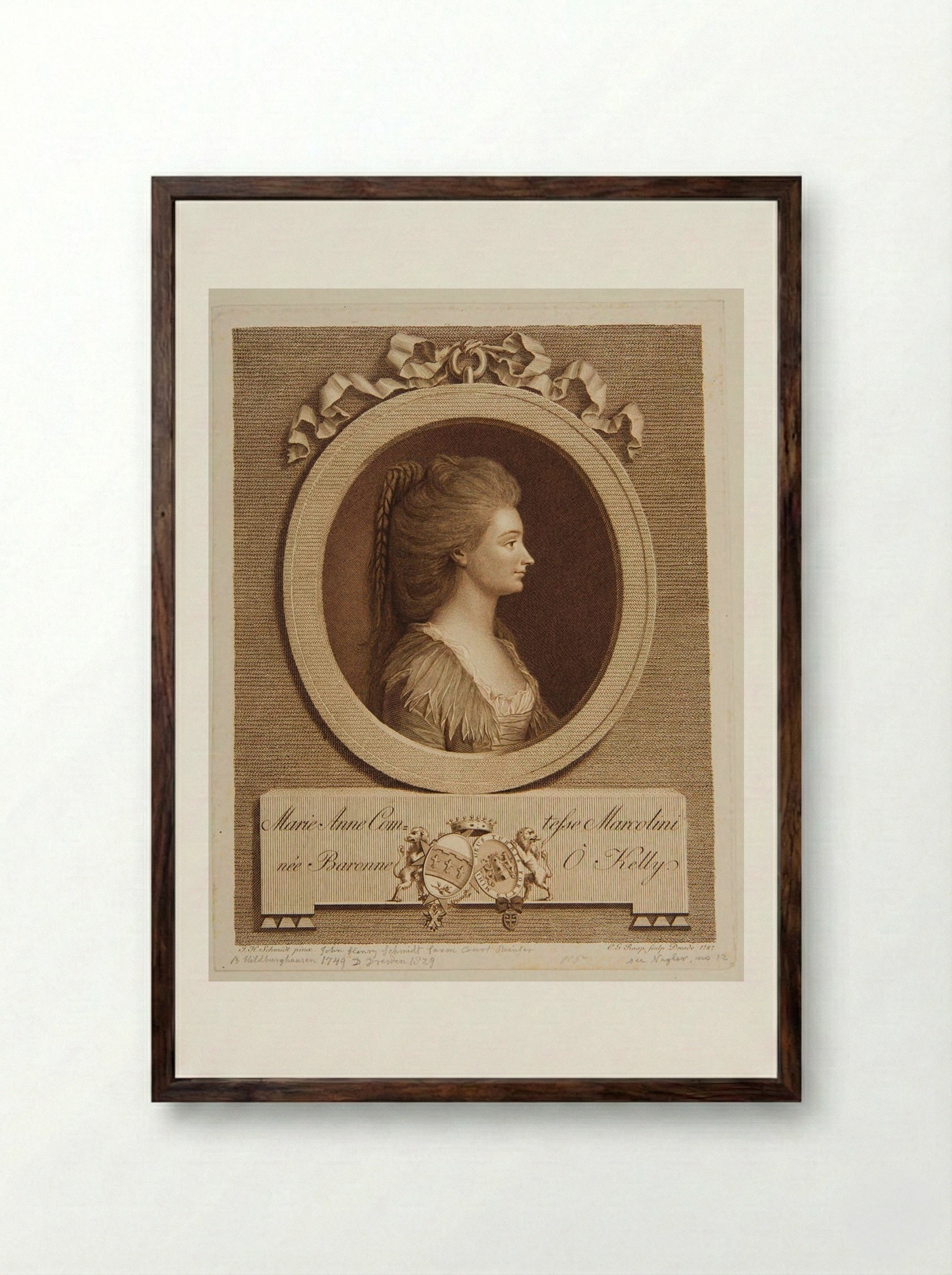Countess Marie Anne Marcolini - Carl Gottlieb Rasp - Framed Print Dark Wood