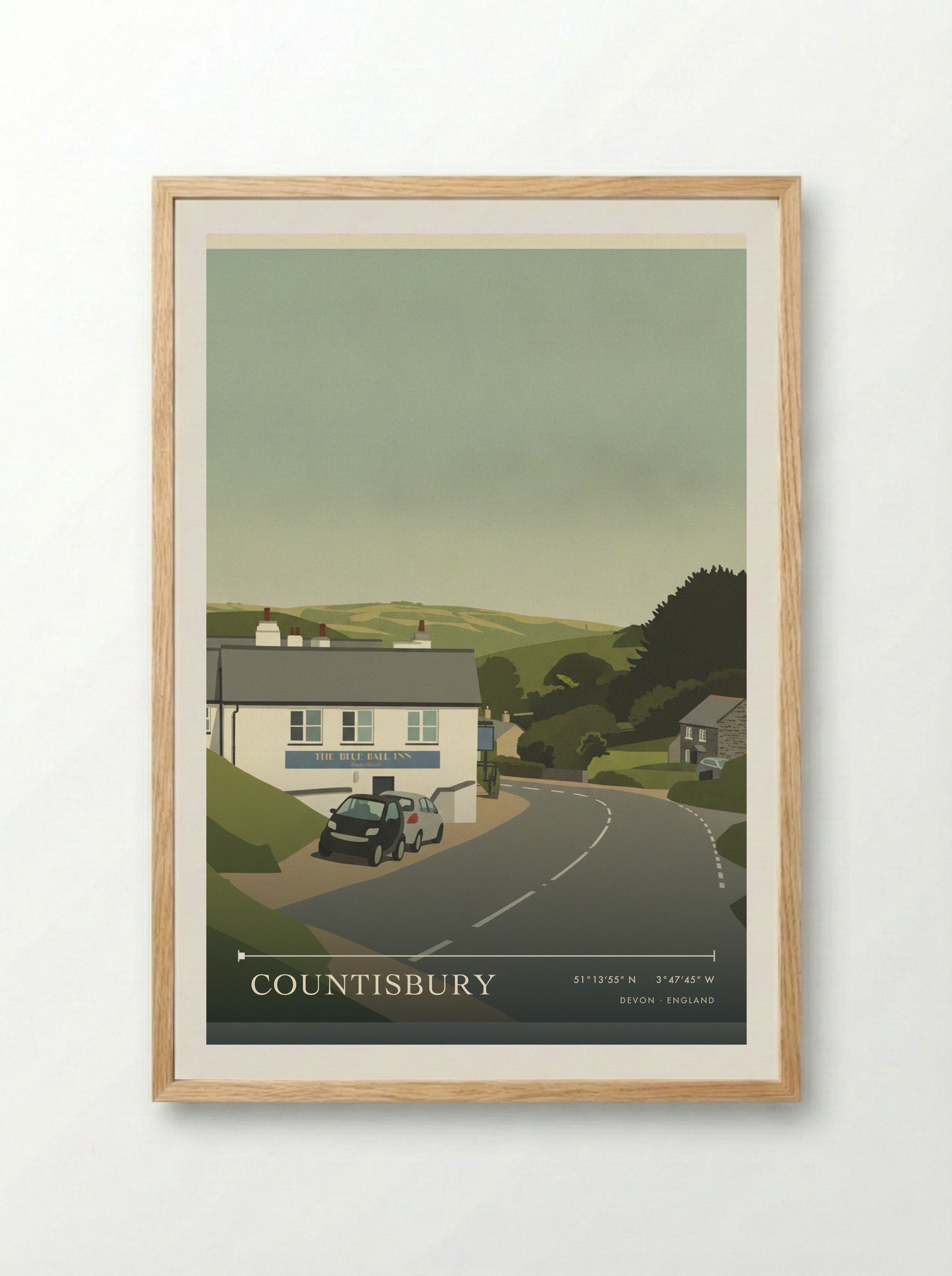 Countisbury Devon England Travel Poster - Framed Print Wood