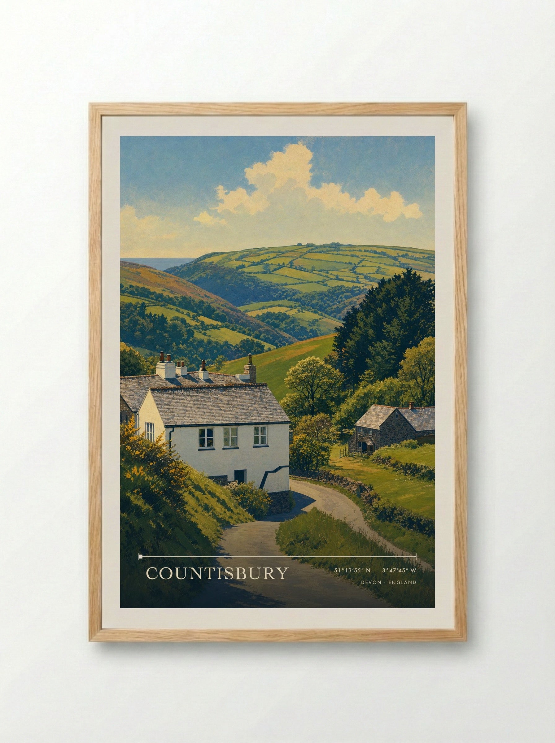 Countisbury Devon England Travel Poster - Framed Print Wood
