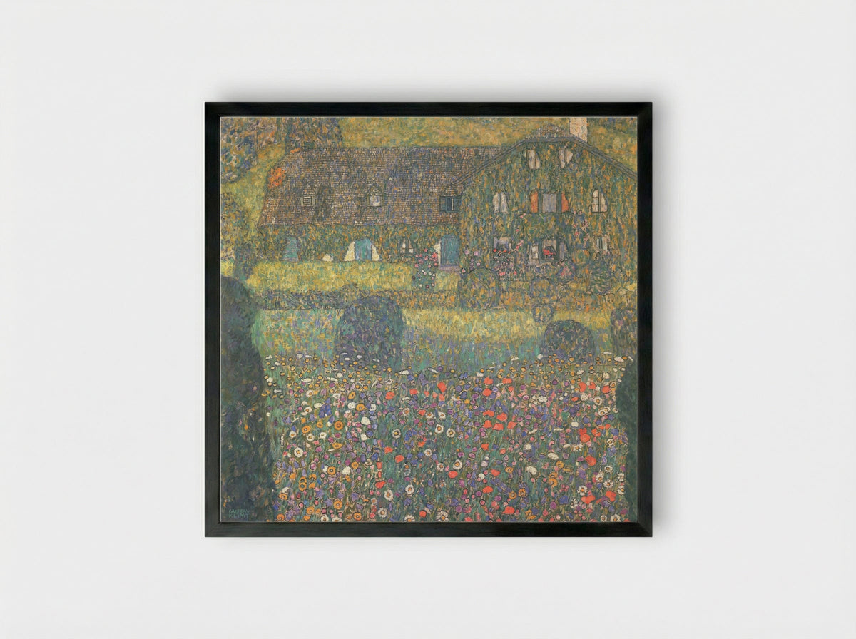 Country House by the Attersee - Gustav Klimt - Framed Print Black