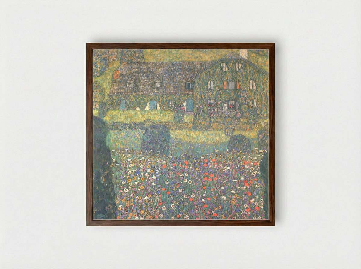 Country House by the Attersee - Gustav Klimt - Framed Print Dark Wood