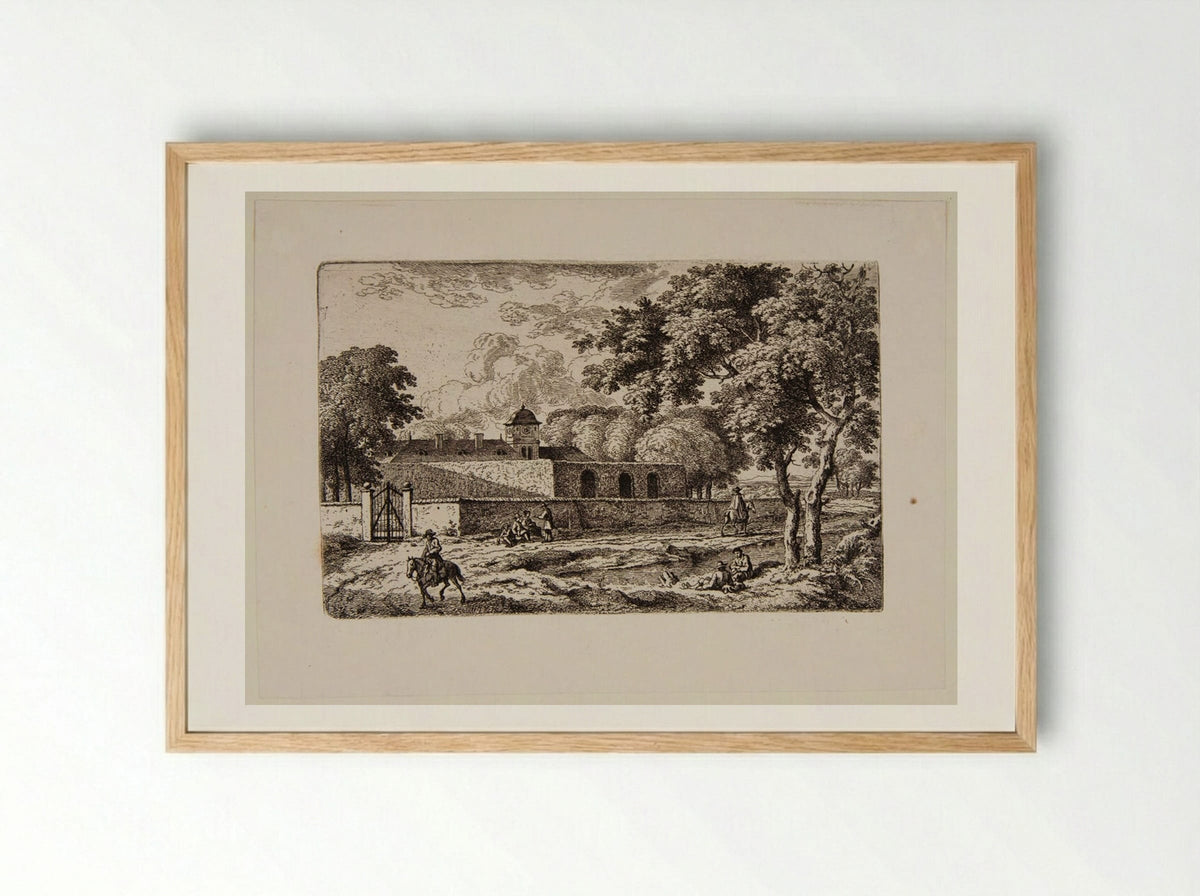 Country House with a Square Tower - Ferdinand Kobell - Framed Print Wood