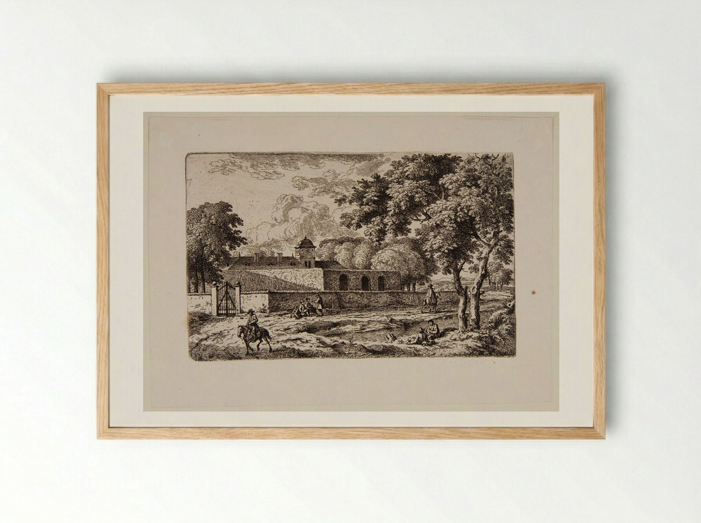 Country House with a Square Tower - Ferdinand Kobell - Framed Print Wood