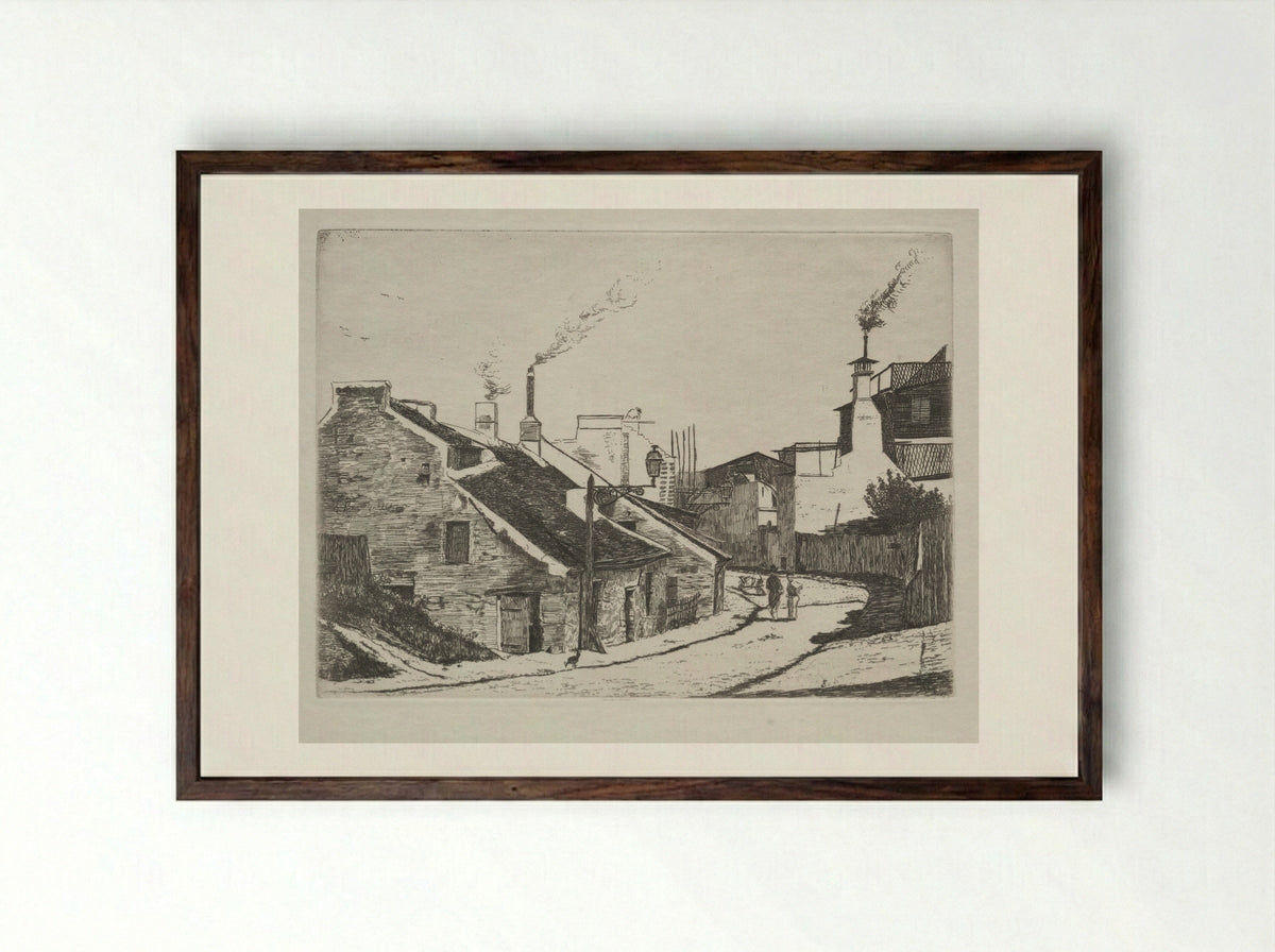 Country Street in Alouette - François Bonvin - Framed Print Dark Wood